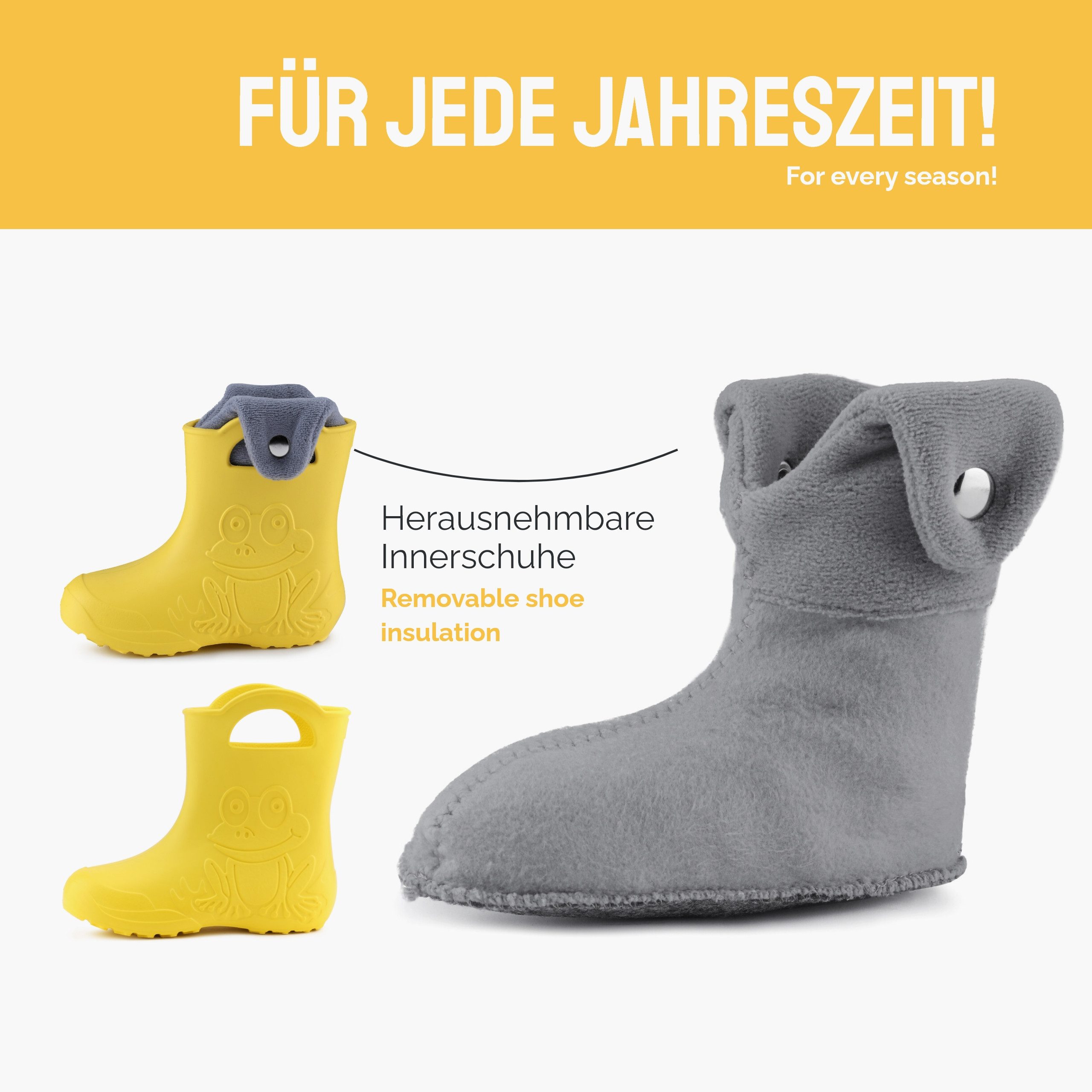 Ladeheid EVA Regenschuhe mit herausnehmbares Innenfutter LA-CA-04 Gummistiefel Kinder gefüttert und federleicht – Bild 4 von 5
