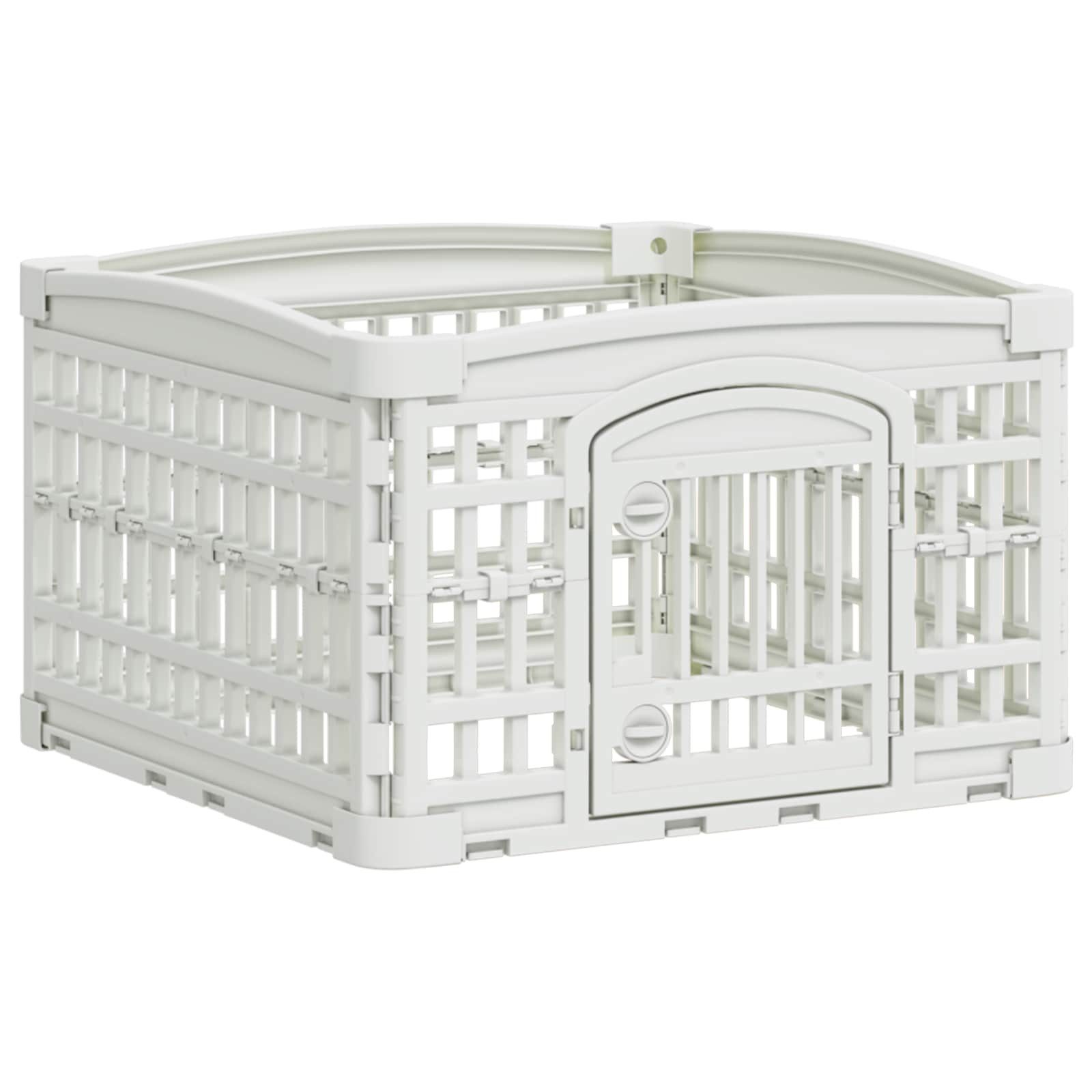 vidaXL Freigehege 4-Panel Hundelaufstall 60 x 60 x 38 cm Kunststoff Weiß Klappbar