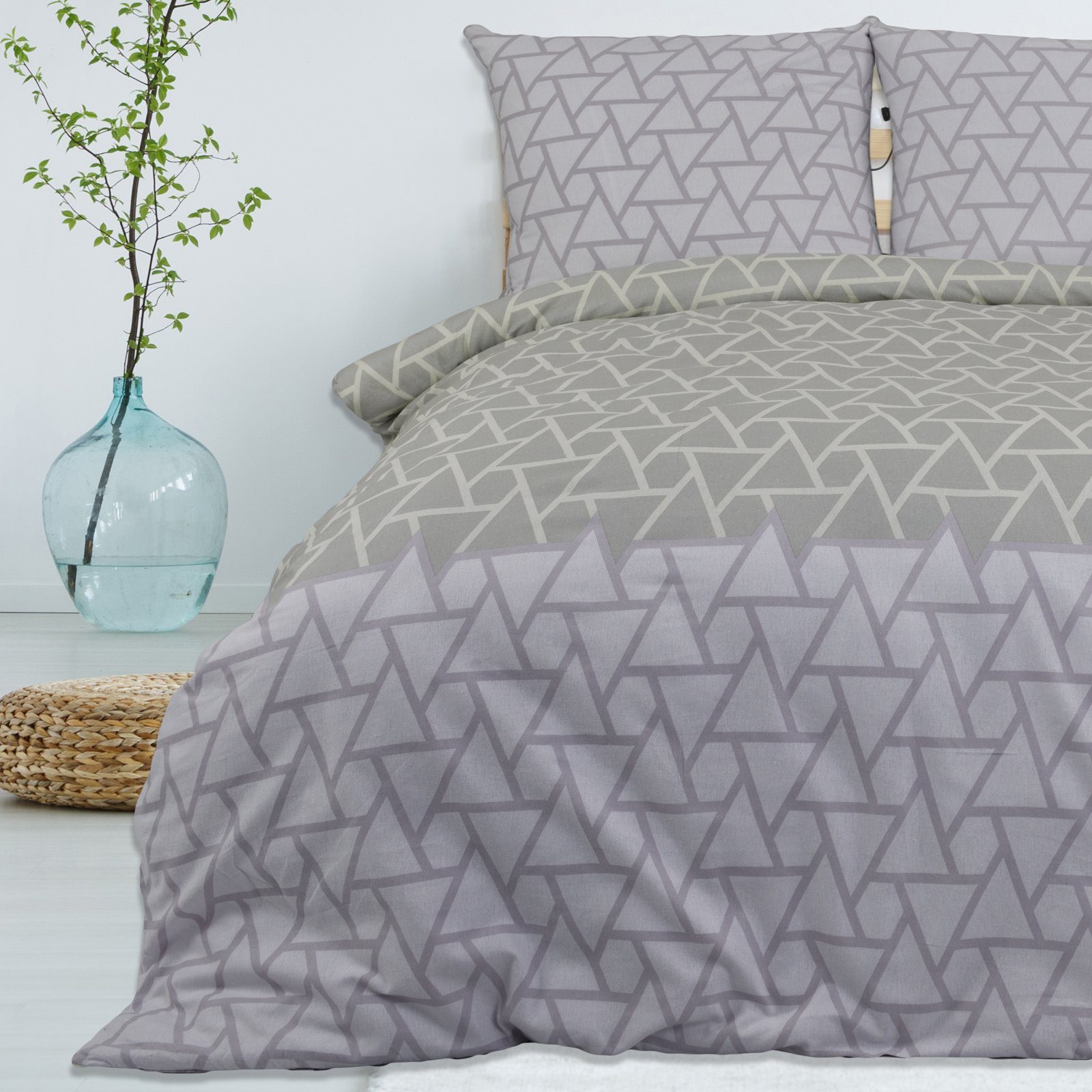 Buymax Bettwäsche, Renforcé, 2 teilig, Bettgarnitur Bettbezug Sets %100 Baumwolle Renforce mit Reißverschluss 135x200 155x220 200x200 200x220, Größe:155 x 220