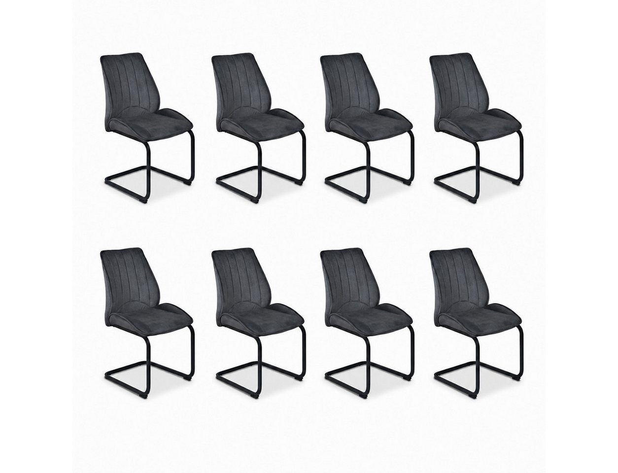 Jiexi Esszimmerstuhl Esszimmerstuhl Grau gepolstert mit Freischwinger Gestell 2er/4er/6er (Set), Schwingstuhl