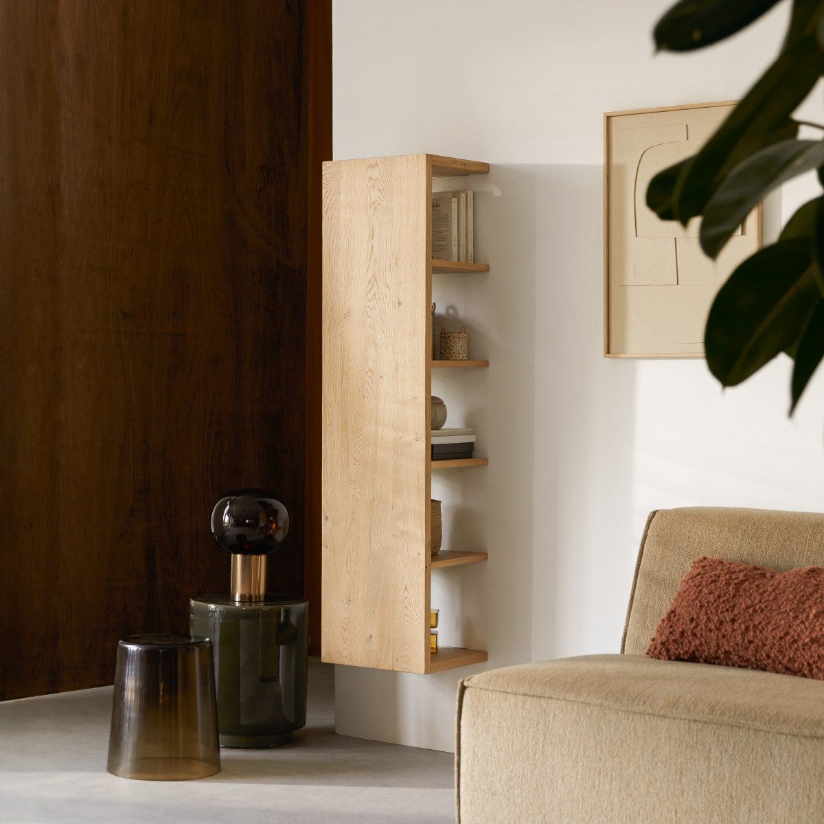 Tikamoon Bücherregal Regal aus Eichenholz 35 × 140 Easy