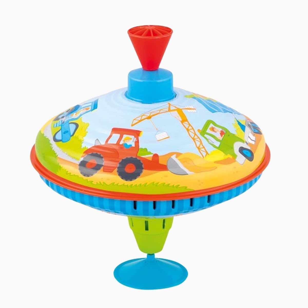 goki Brummkreisel Brummkreisel Baustelle (packung, 1-tlg), fördert das Rhythmus Gefühl der Kinder