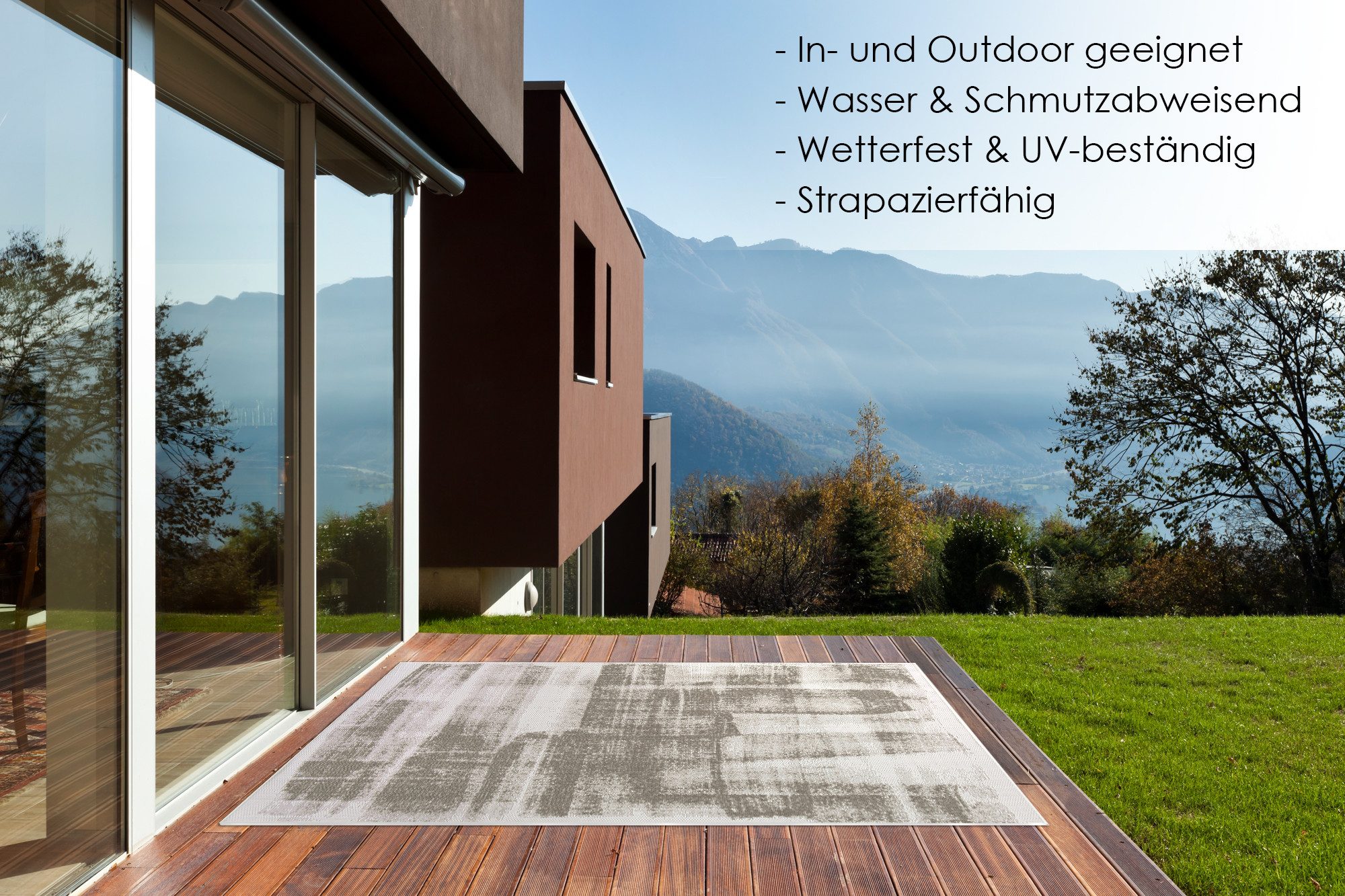 DomDeco Outdoorteppich In- & Outdoor Teppich JORIS Braun, 120 x 170 cm, Rechteckig, Wetterfest & UV-beständig, schimmelresistent