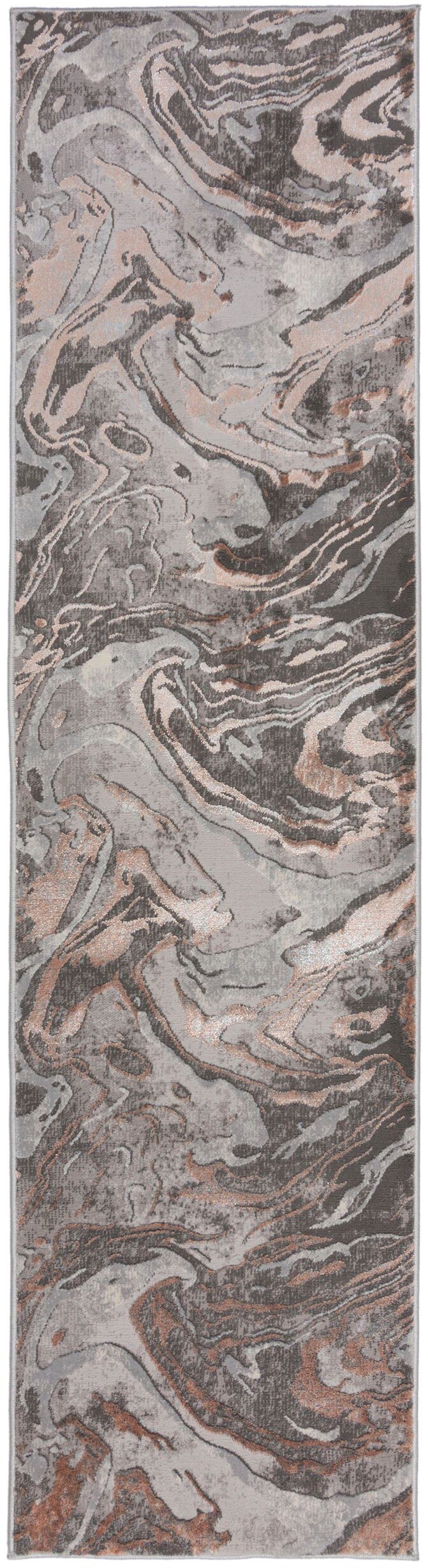 FLAIR RUGS Läufer Marbled, rechteckig, Höhe: 12 mm, dezenter Glanz, mehrfarbig, modernes Marmor-Design, Teppichläufer