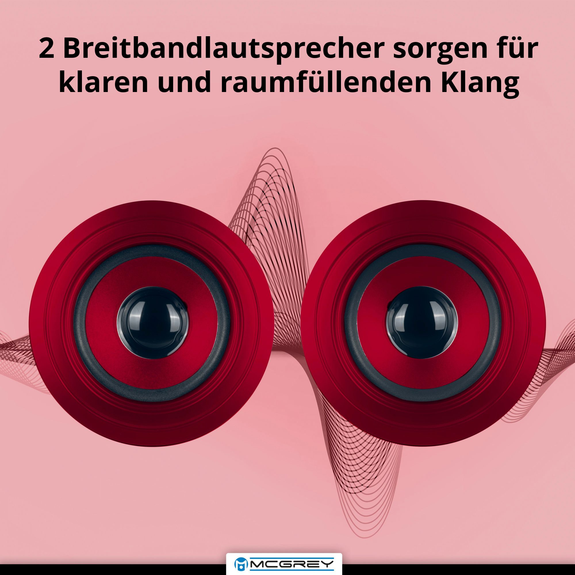 McGrey Tragbarer Speaker für vielseitigen Einsatz inklusive Fernbedienung - Bluetooth-Lautsprecher (6 W, FM-Radio mit 30 speicherbaren Senderplätzen integriert) – Bild 4 von 5