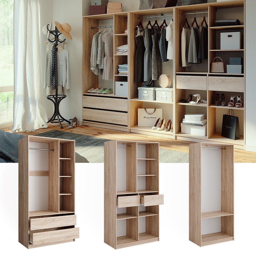 Vicco Kleiderschrank Elmo, Sonoma, 280 x 200 cm 3er Set (3-St)