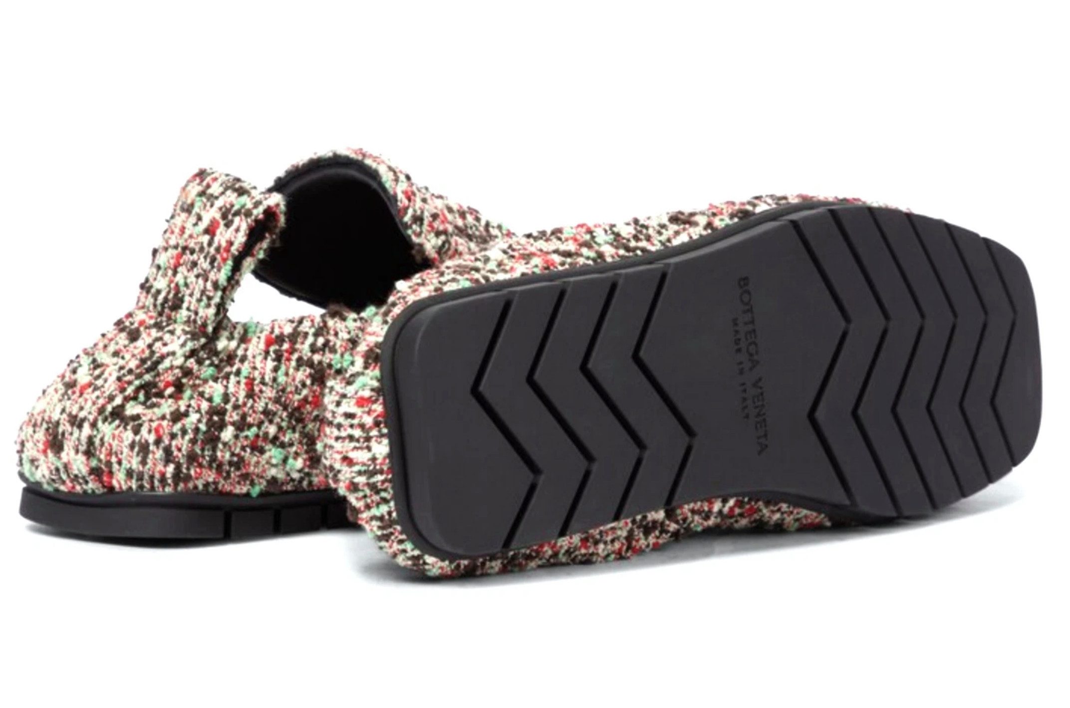 BOTTEGA VENETA Plank Bouclé Tweed Loafers Mokassins Slippers Slip-On Sneaker Gepolsterter Schaft,elastischem Fersenbereich,quadratische Schuhspitze