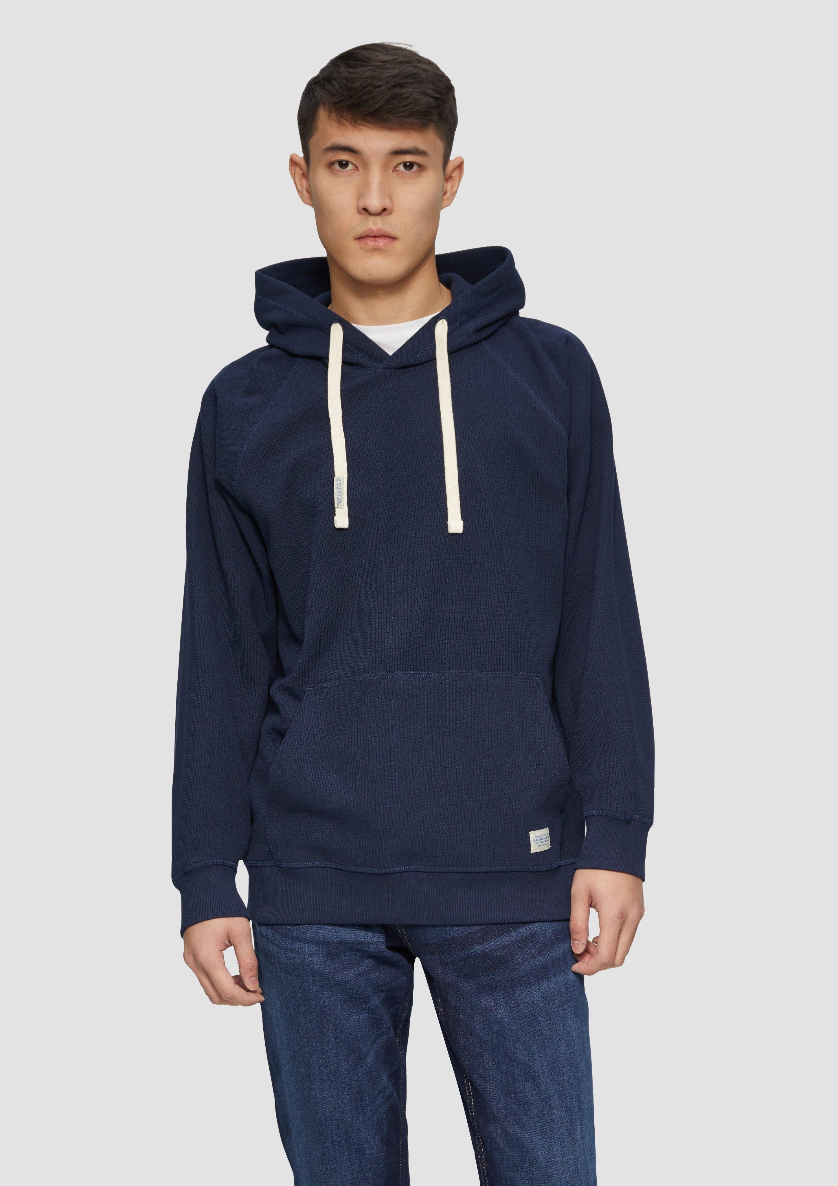 Sweatshirt Hoodie aus Baumwolle mit Logo-Patch und Struktur