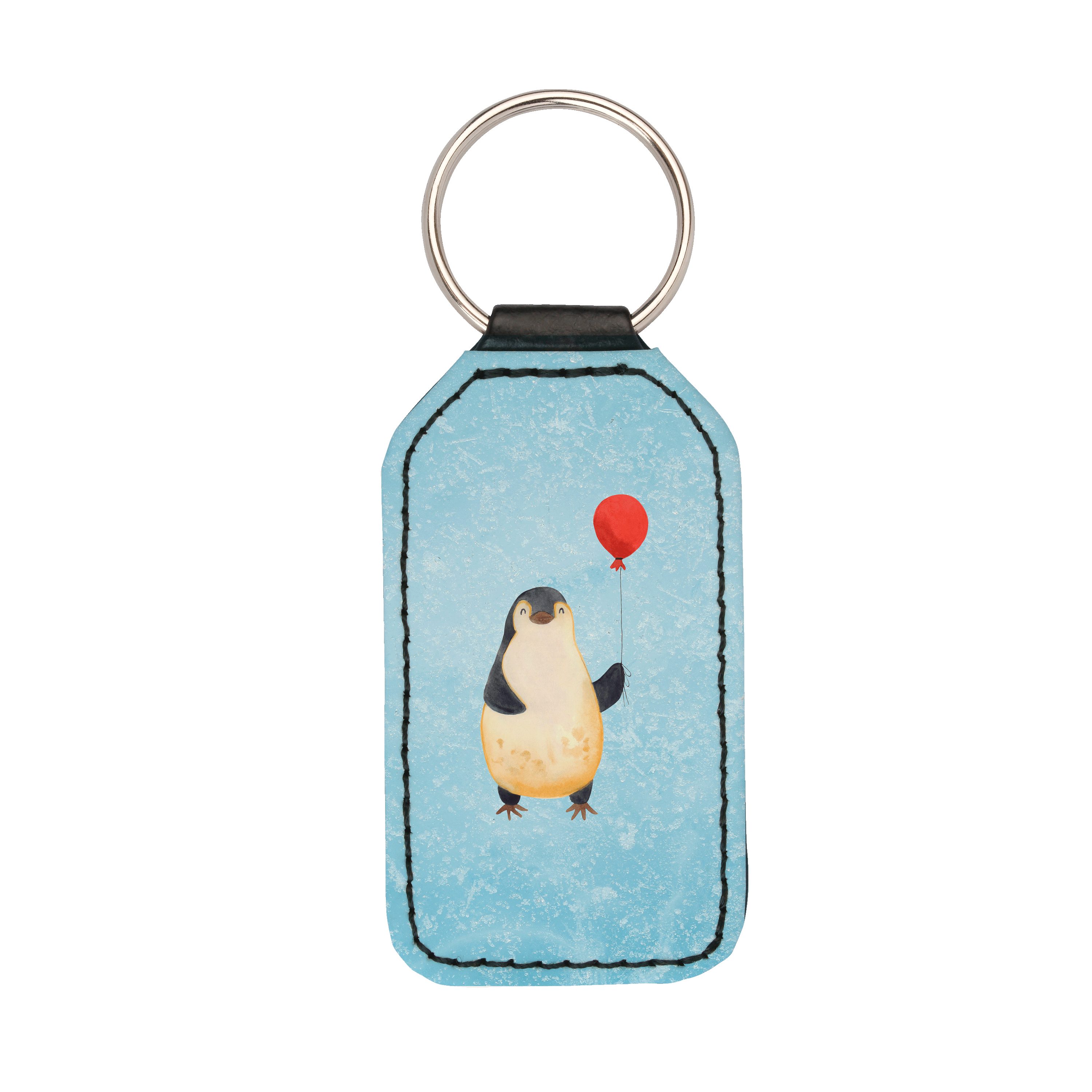 Mr. & Mrs. Panda Schlüsselanhänger Pinguin Luftballon - Eisblau - Geschenk, Geschenkidee, Glücksbringer, (1-tlg) | Schlüsselanhänger