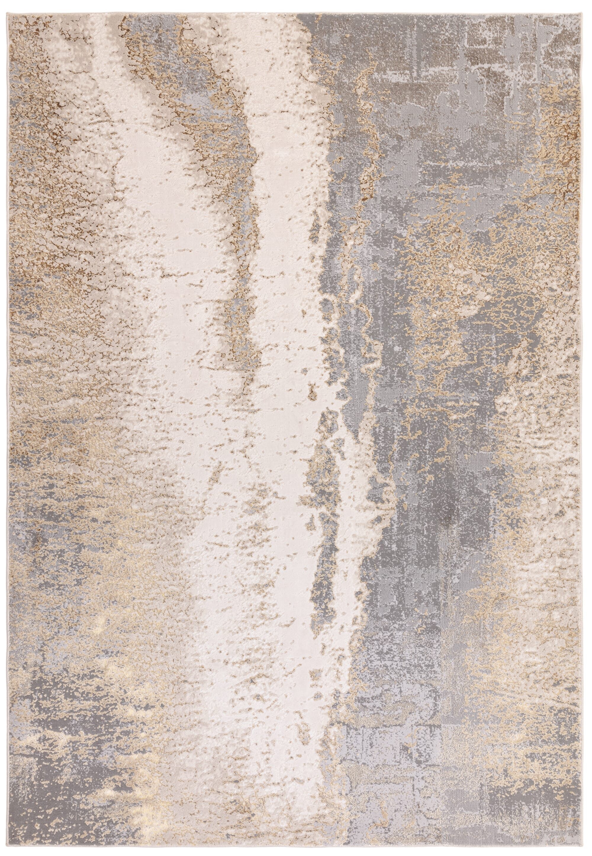 KADIMA DESIGN Teppich Luxus-Marmorteppich, Abstraktes Design, Grau-Silber-Gold, Hochglänzend, Rechteckig, Höhe: 13 mm, Schimmernde Textur, Rutschfeste Rückseite, Pflegeleicht
