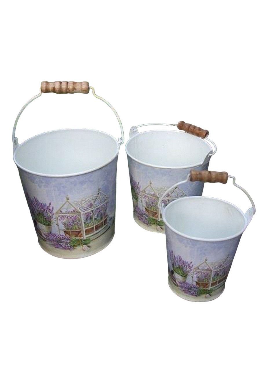 Deko-Impression Übertopf Pflanztopfset Eimer Lavendel Provence 3 Stück Pflanztöpfe Blumentopf (3 St)