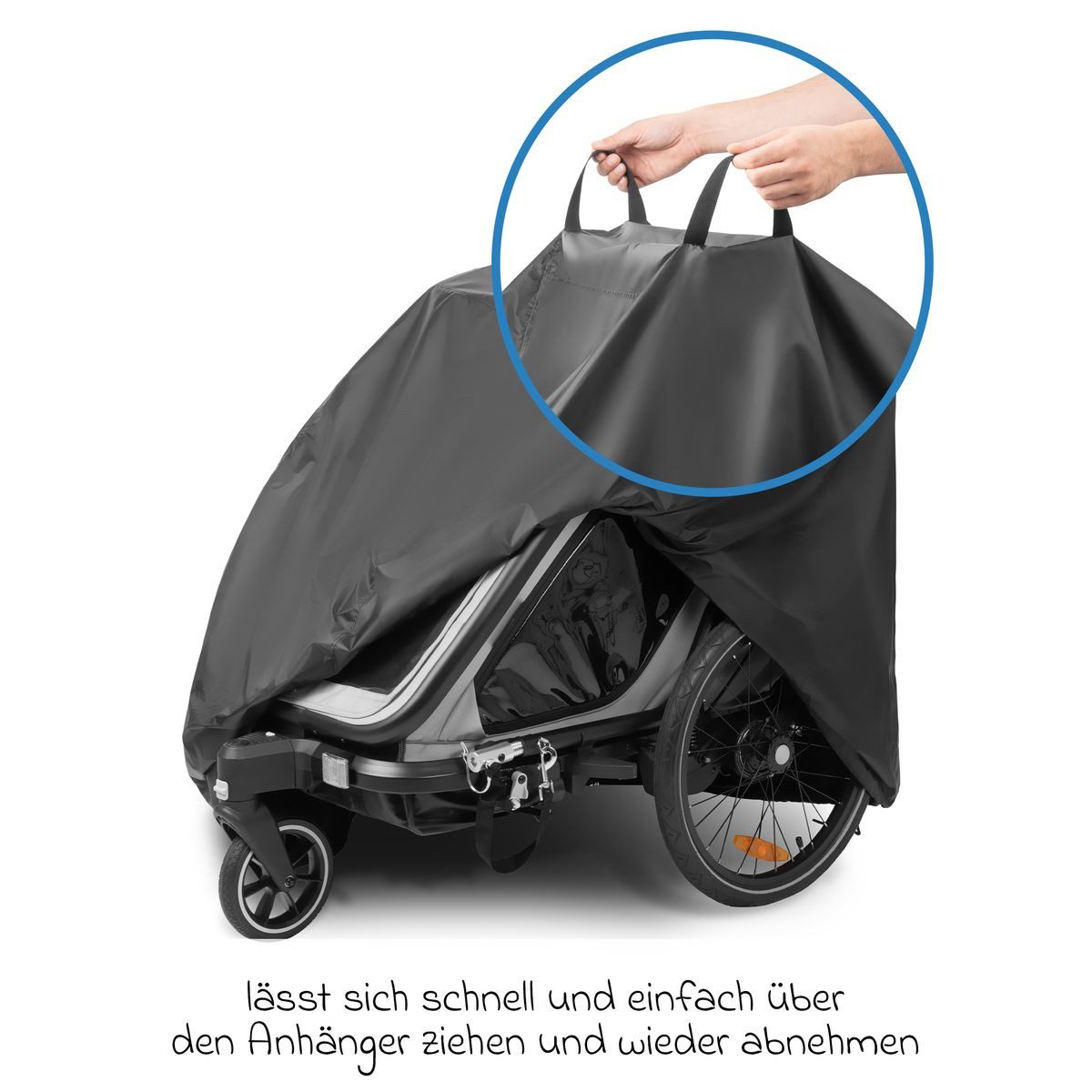 Zamboo Fahrradkinderanhänger Schwarz, Abdeckung für Fahrradanhänger Universal Faltgarage Plane