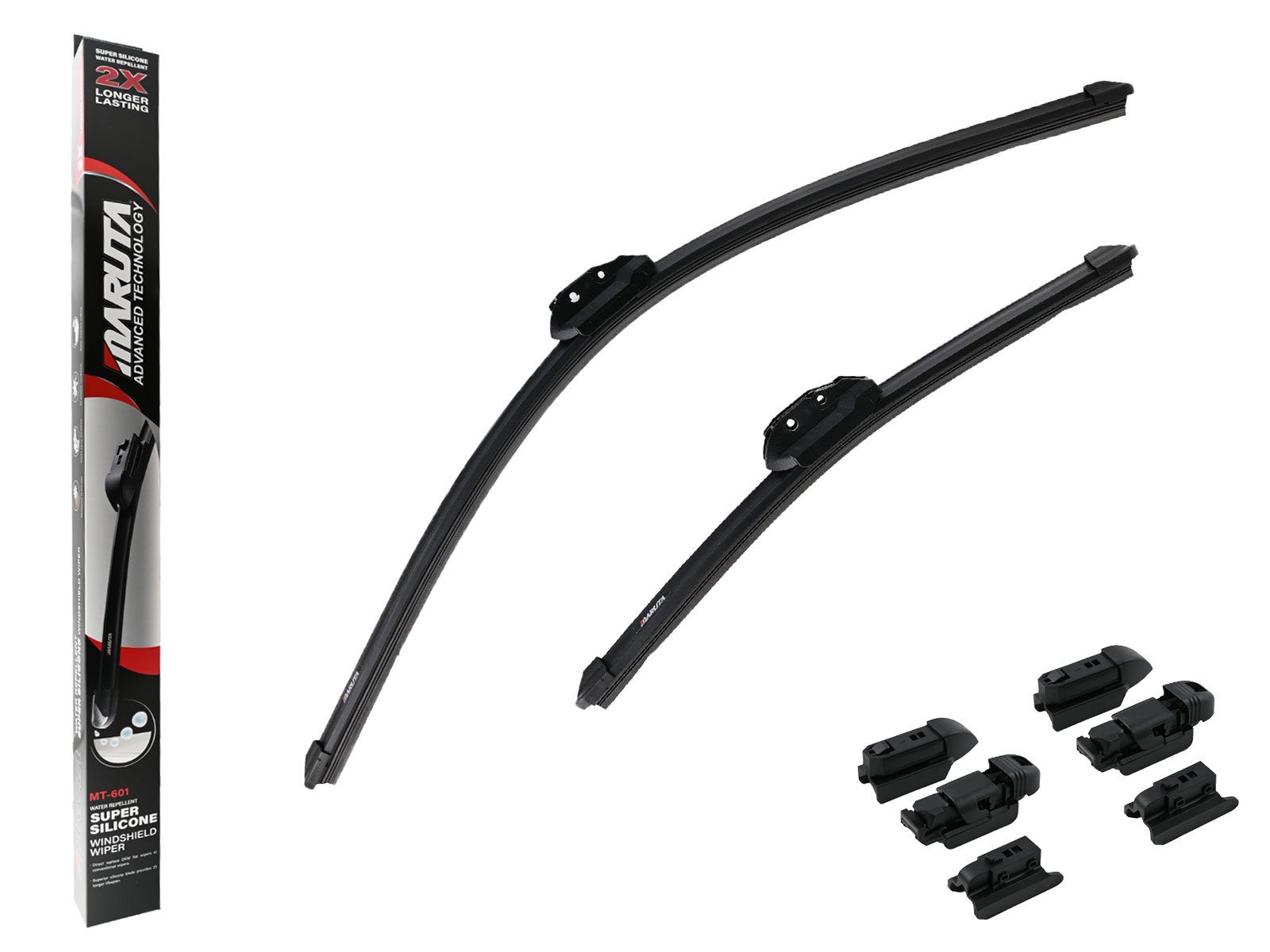 MARUTA Дискиwischblätter FLAT WIPER SILICONE - Cross Platform, Frontscheibe, (Lotus Perl-Effekt Дискиwischer SET 650mm / 375mm, universal, vorne, 650 mm - 375 mm), Lotus Perl-Effekt Дискиwischer SET 650mm / 375mm, universal, vorne