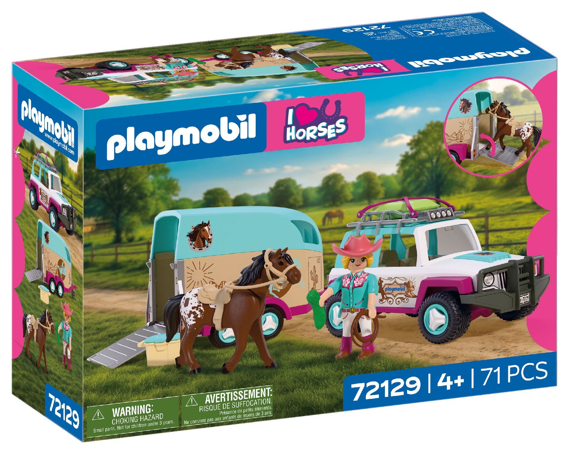 Playmobil® Geländewagen mit Pferdeanhänger (72129), I Love Horses Konstruktions-Spielset, (71 St), Made in Europe – Bild 2 von 2