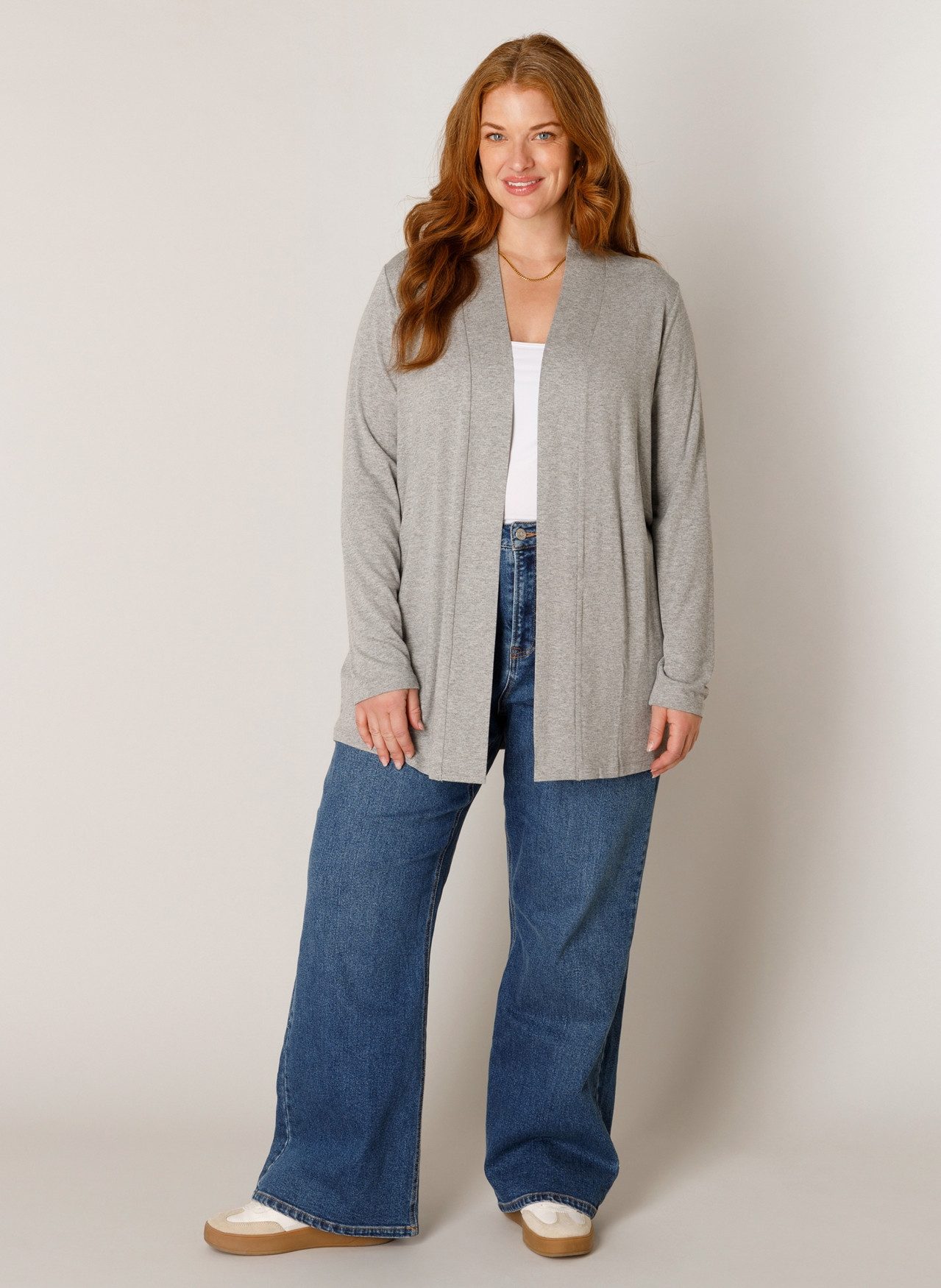 Base Level Curvy Strickjacke offen, ohne Verschluss