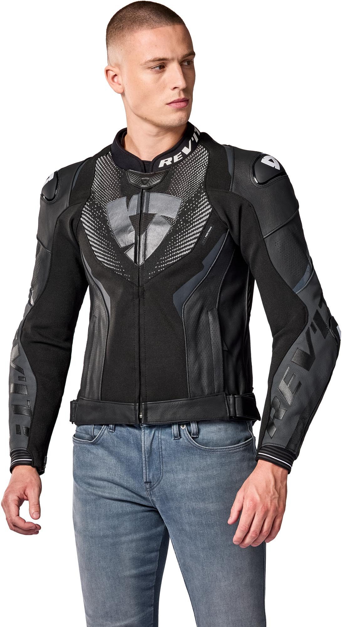 Revit Motorradjacke Hyperspeed 3 Pro Motorrad Lederjacke Airbag vorbereitet,Rückenprotektor vorbereitet,Brustprotektor vor