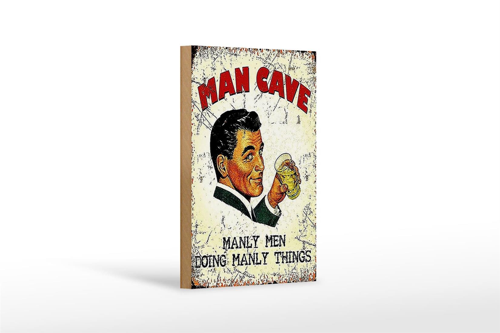 Holzbild Retro 12x18 cm Man Cave manly men manly things