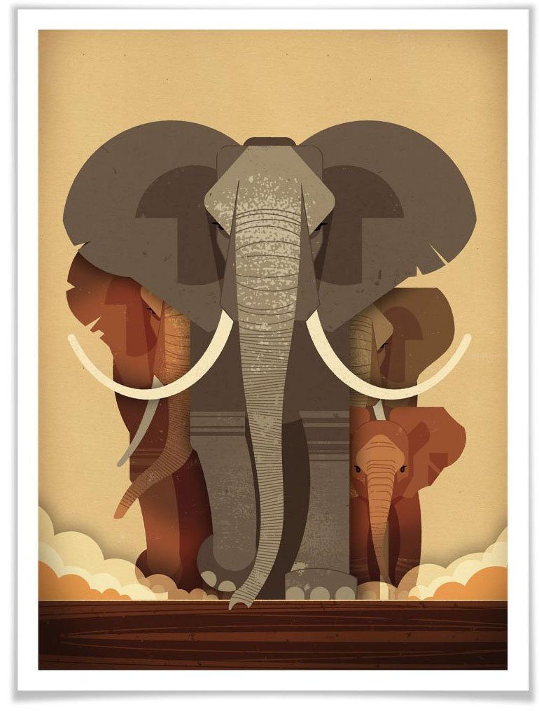 Holen Sie es sich günstig! Wall-Art Poster Poster, Elefanten Wandbild, Elephants, Wandposter (1 Bild, St)