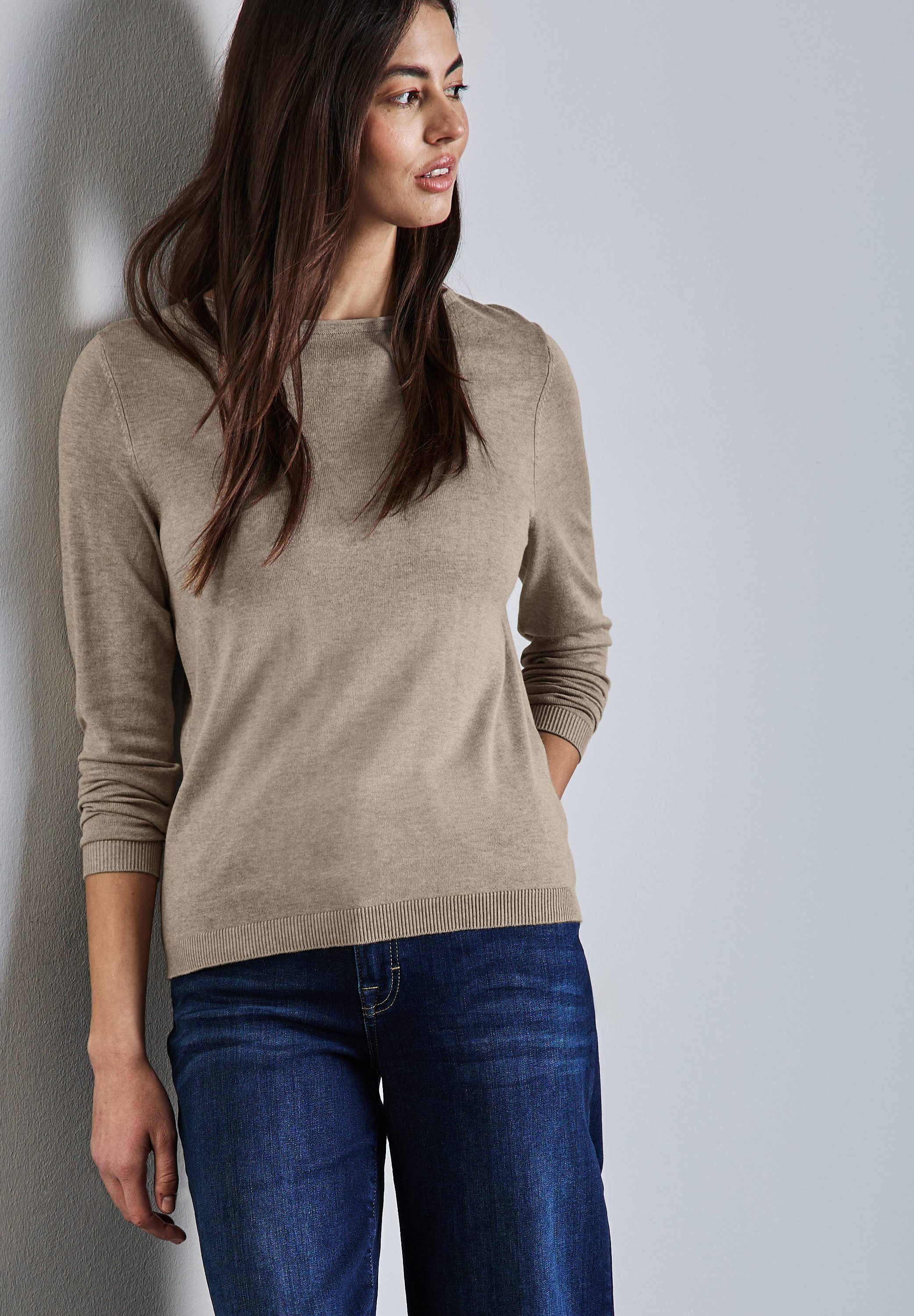 STREET ONE Strickpullover mit Rollsaum am günstig online kaufen