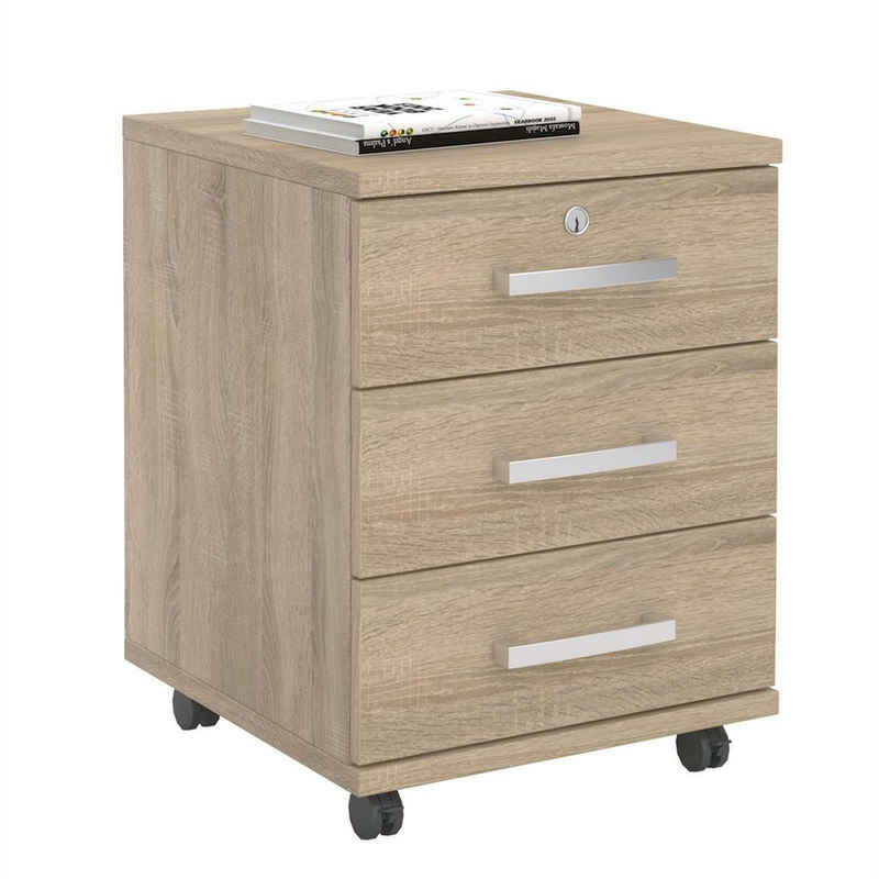 CARO-Möbel Rollcontainer »VANCOUVER«, Rollcontainer Bürocontainer Schubladenschrank Büroschrank abschließbar