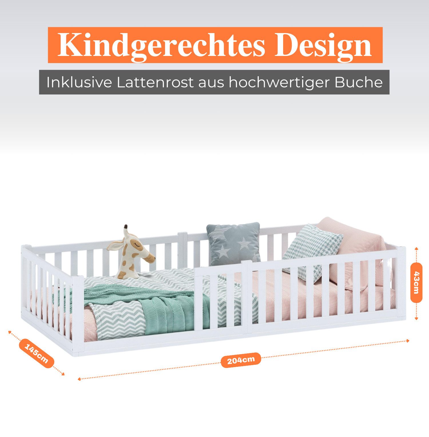 Alavya Home® Kinderbett Bodenbett TITAN aus aus Buche – FSC® 100% zertifizi günstig online kaufen