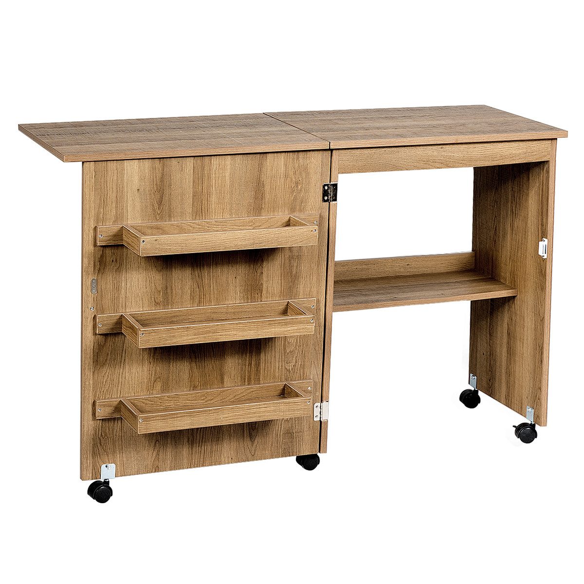 COSTWAY Regal-Schreibtisch, Nähschrank klappbar & rollbar, mit Stauraum, 11 günstig online kaufen