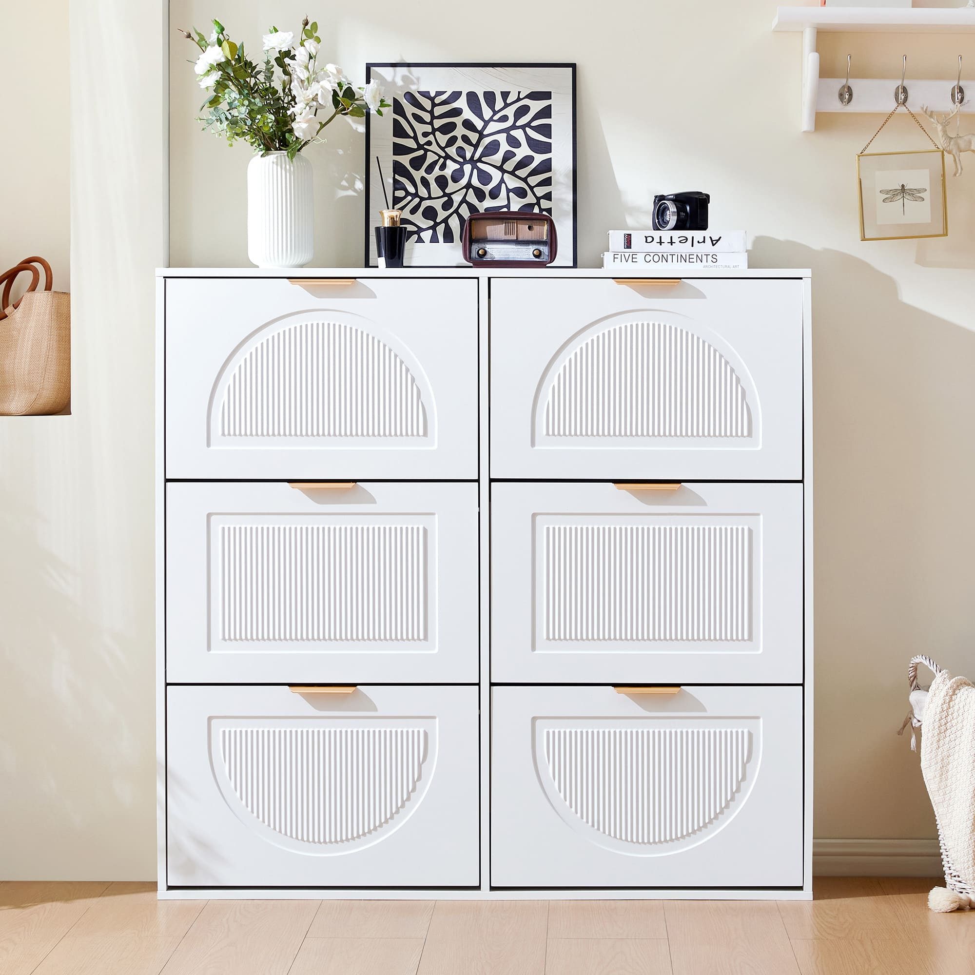 Ulife Schuhschrank Moderner Schuhschrank mit 6 Klappenfächern (118 cm)