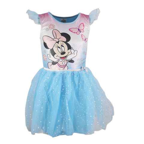 Disney Minnie Mouse Tüllkleid Minnie Mädchen Kinder Kleid Gr. 104 bis 134, Blau