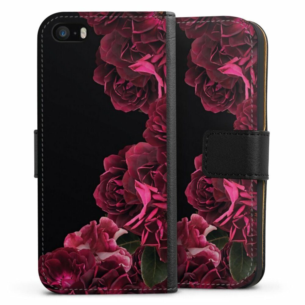DeinDesign Handyhülle »Rose Vintage pink Vintage Rosen auf Schwarz«, Apple iPhone  5 Hülle Handy Flip Case Wallet Cover Handytasche Leder online kaufen | OTTO