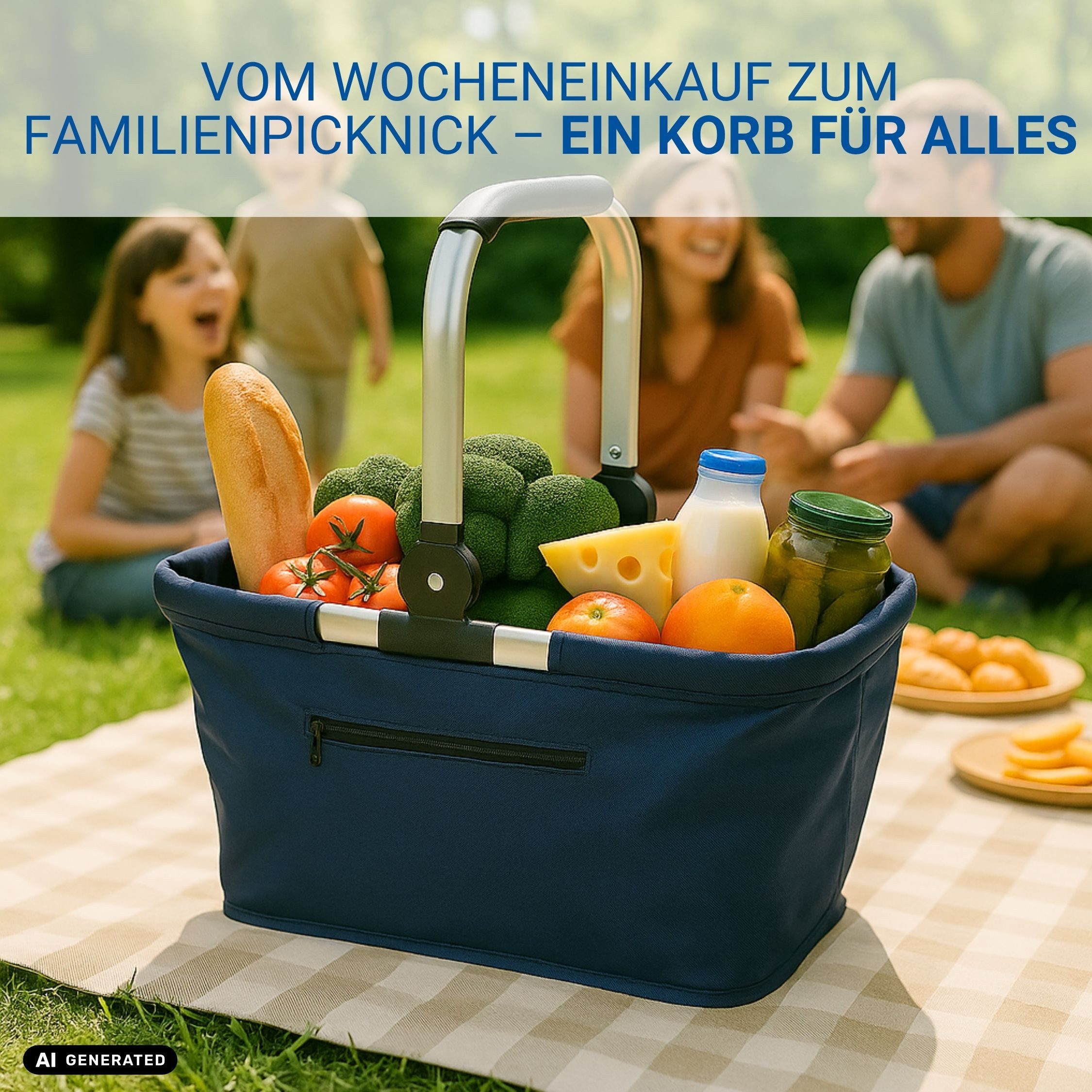 elasto Tragetasche Einkaufskorb mit Henkel ca. 30 L - faltbarer Korb – Bild 5 von 5