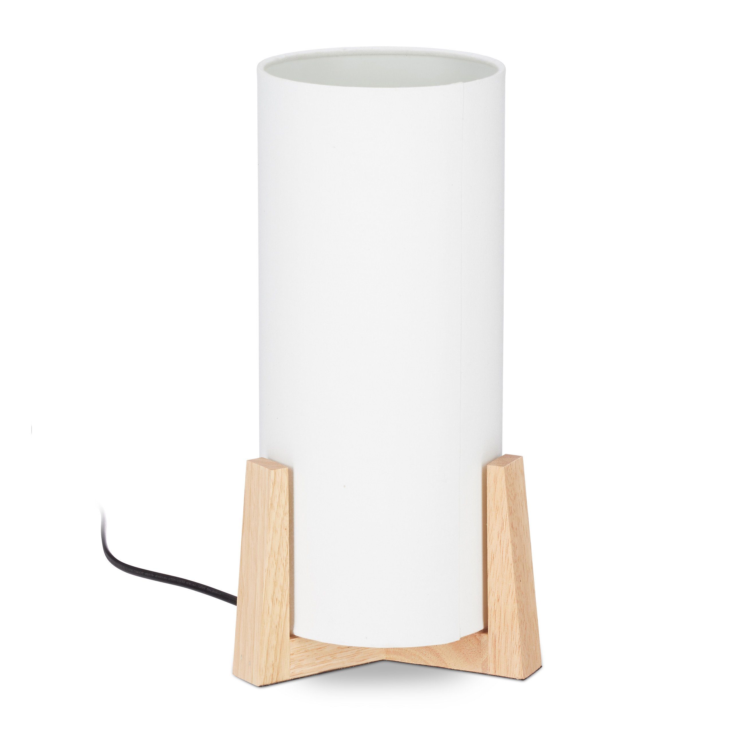 relaxdays Tischleuchte Tischlampe Holzfuß | Tischlampen