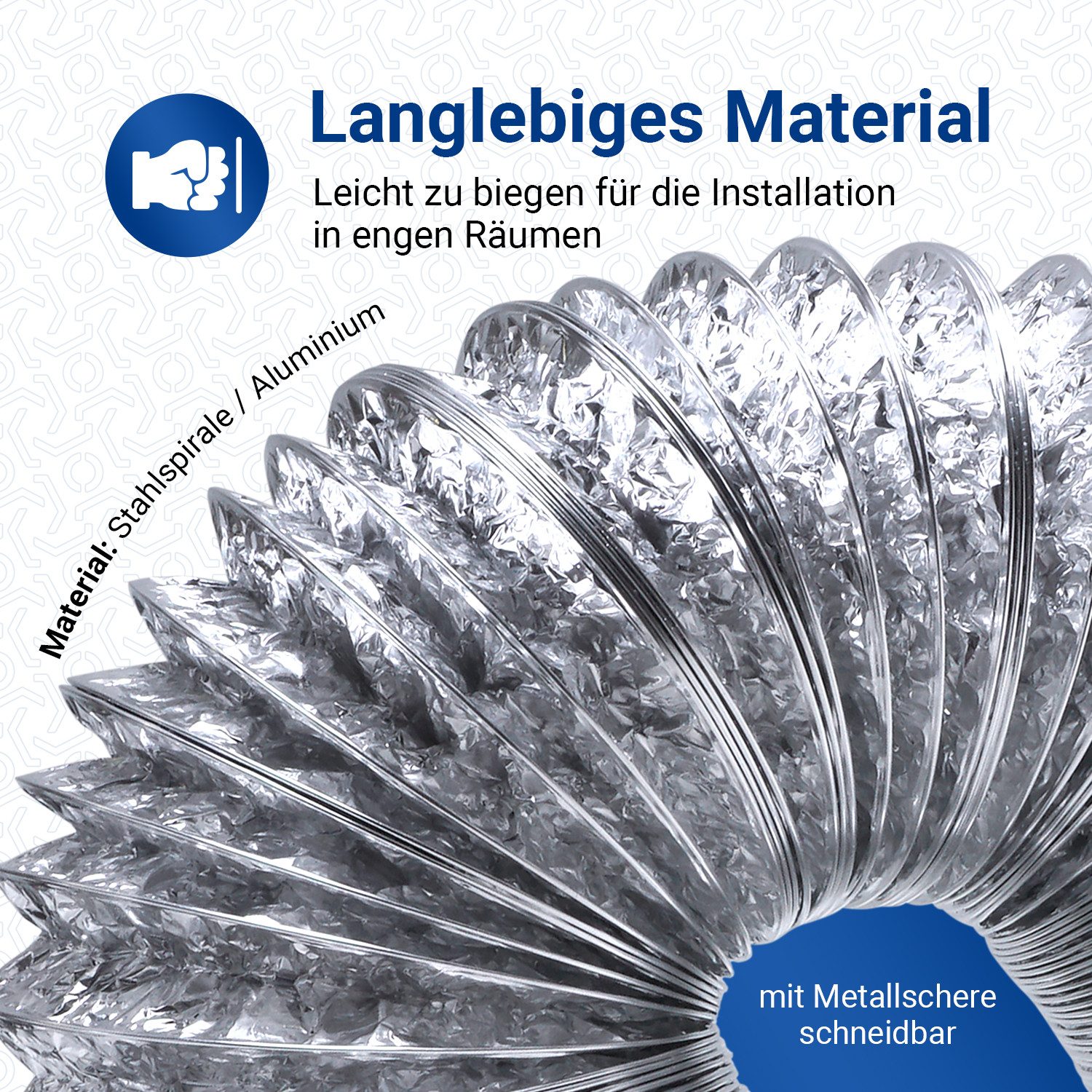 VIOKS Flexrohr Alu Abluftschlauch 5 m 100er Dunstabzugsschlauch, für Trockner Abzugshaube