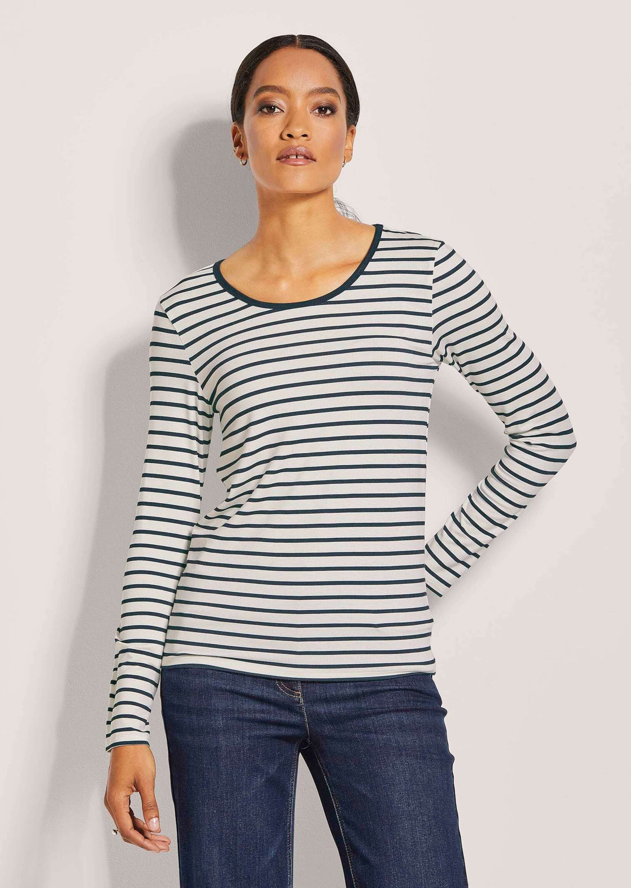 Langarmshirt Kurzes Rundhals-Shirt