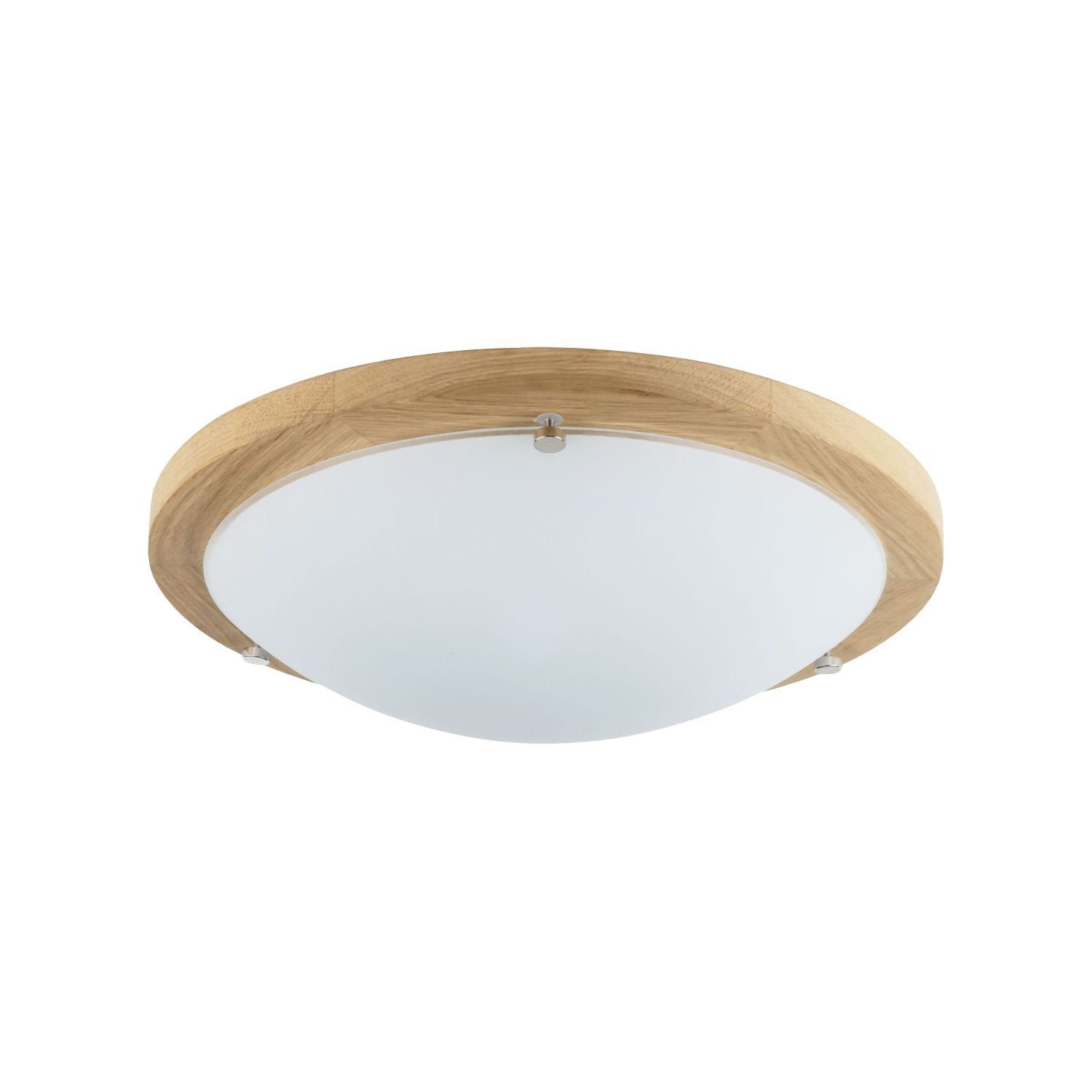 45 cm Licht-Erlebnisse Deckenleuchte Glas Wohnzimmerleuchte Deckenlampe ASSYRIA, ohne Leuchtmittel, Holz rund