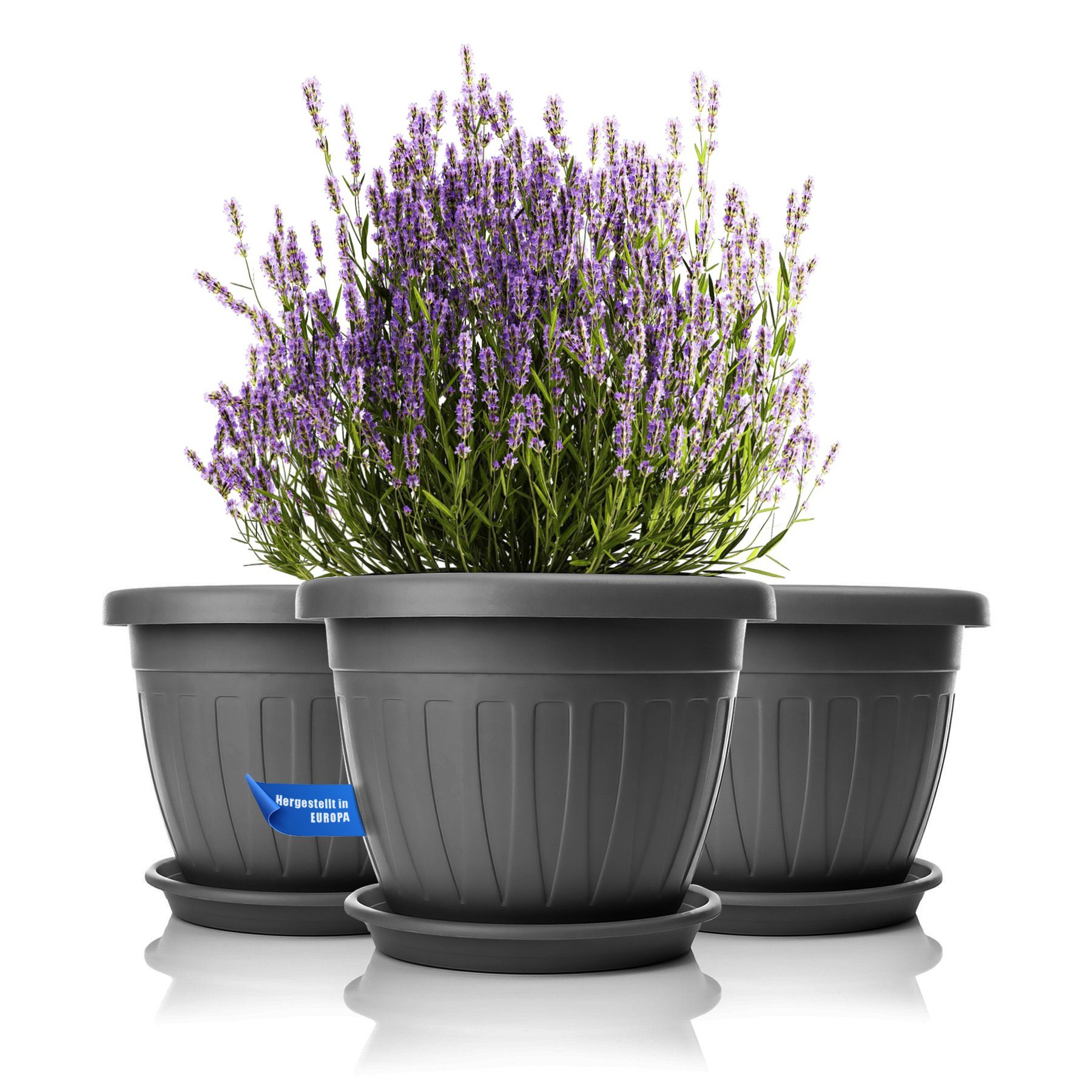 BigDean Blumentopf 3x Blumentopf mit Untersetzer rund ø40xH31 (Set, 3 St., günstig online kaufen