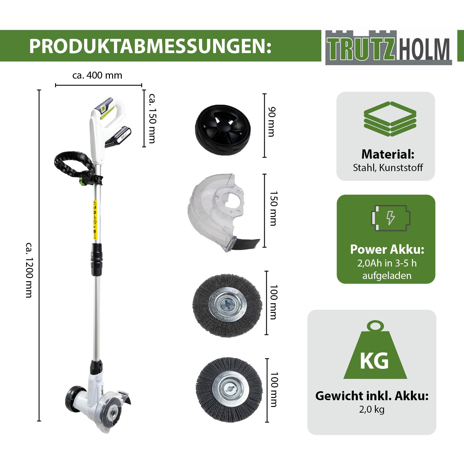 TRUTZHOLM Akku-Rasentrimmer Akku Fugenreiniger 20V inkl. günstig online kaufen
