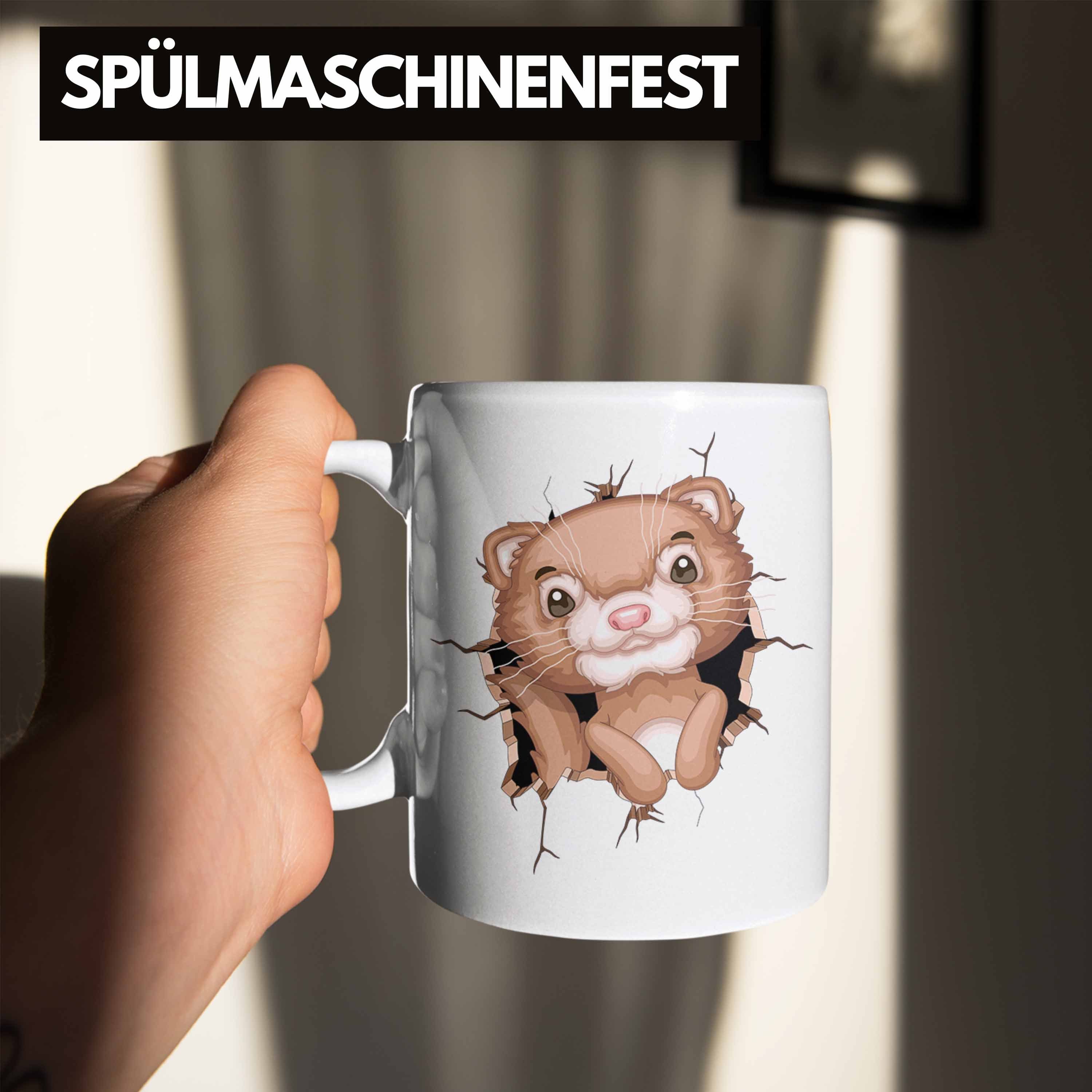 Trendation Tasse Otter 3D Grafik Lustige Otter-Liebha Weiss Kaffee-Becher Geschenkdidee Tasse
