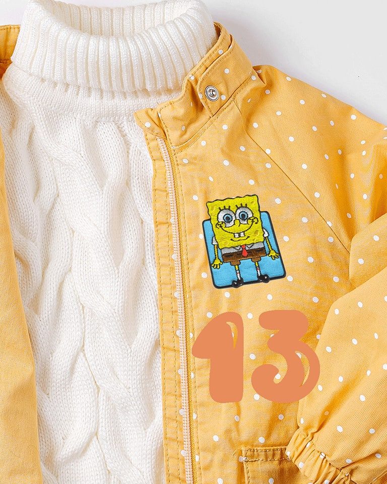Spongebob Schwammkopf Aufnäher Bügelbild, Aufbügler, Applikationen, Patches, Flicken, zum aufbügeln, Polyester, SpongeBob Schwammkopf © blau gestickt - Größe: 5 – Bild 2 von 5