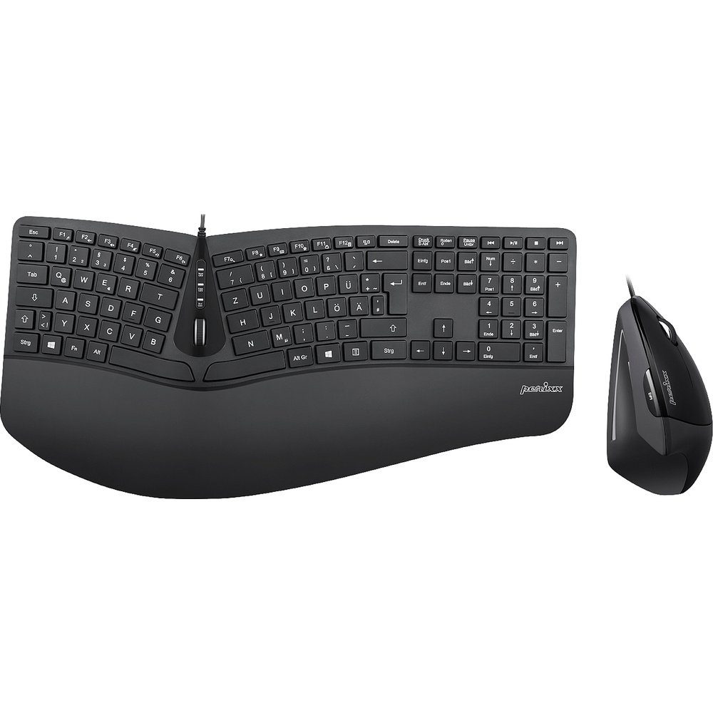 Perixx PERIDUO-505BDE USB Tastatur, Maus-Set Deutsch, QWERTZ Schwarz E Tastatur