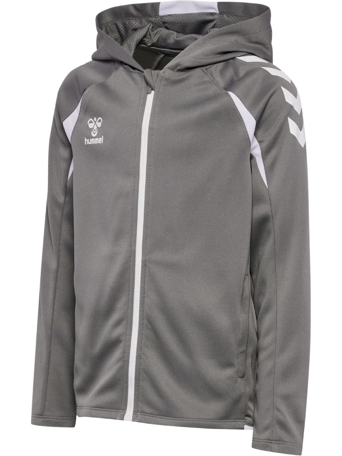 Kapuzenpullover hmlCORE 2.0 Full-Zip Hoodie (100% rec. Polyester) grau/weiss Kinder