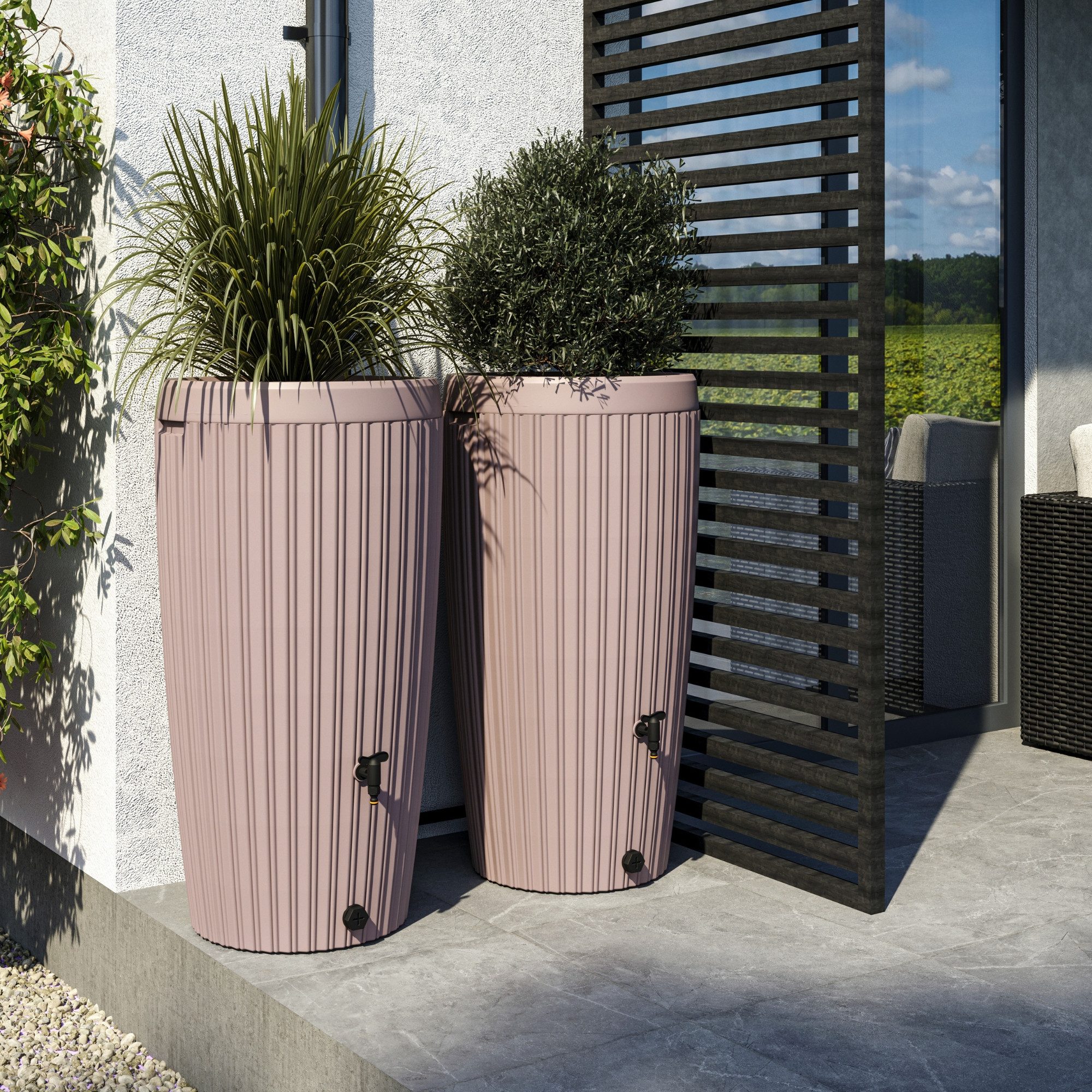 YourCasa Regentonne 240 Liter [RainCatcher] Messing Wasserhahn & Deckel Regenfass, BxTxH: 59,5x59,5x112cm