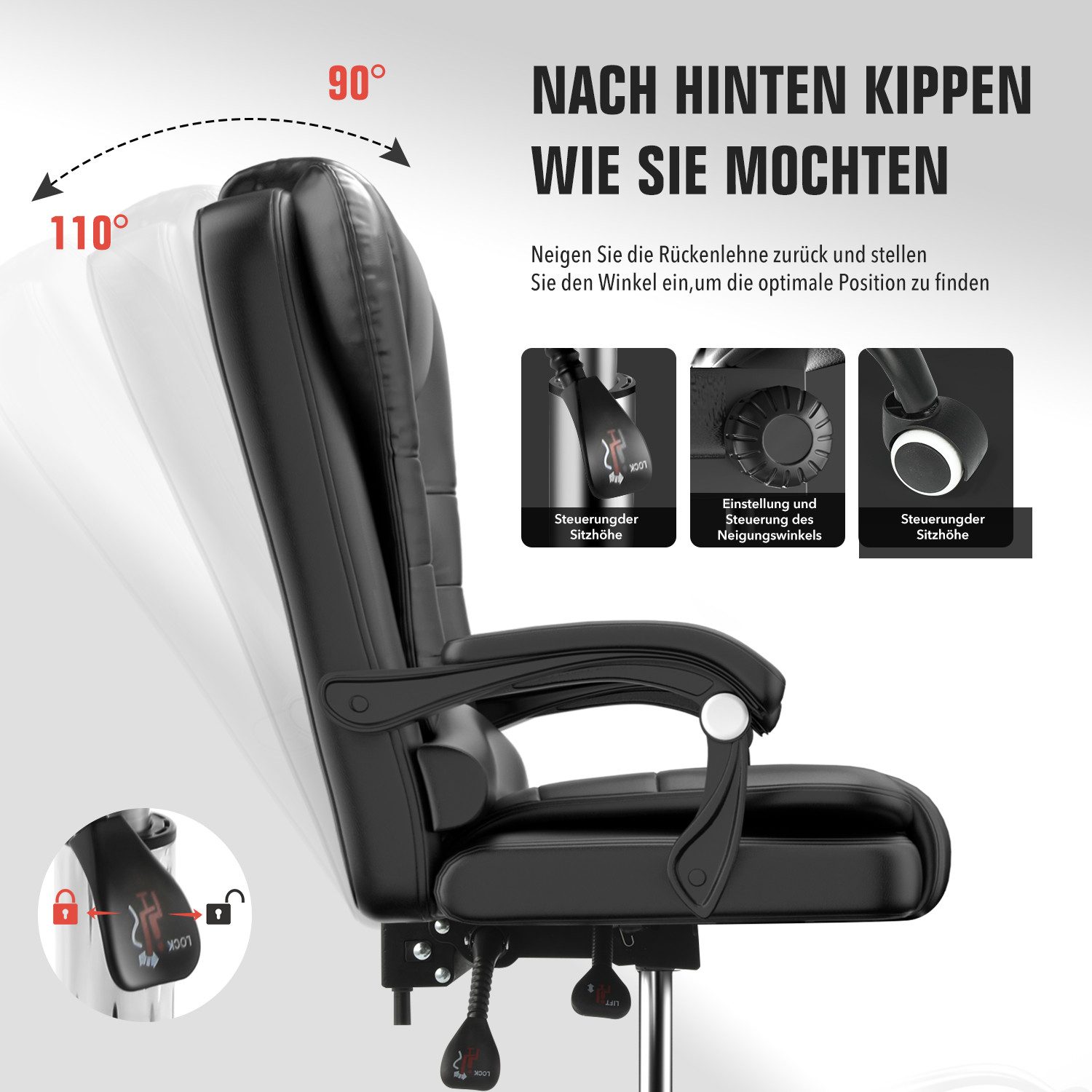 LETGOSPT Bürostuhl Ergonomischer Bürostuhl Drehstuhl mit günstig online kaufen