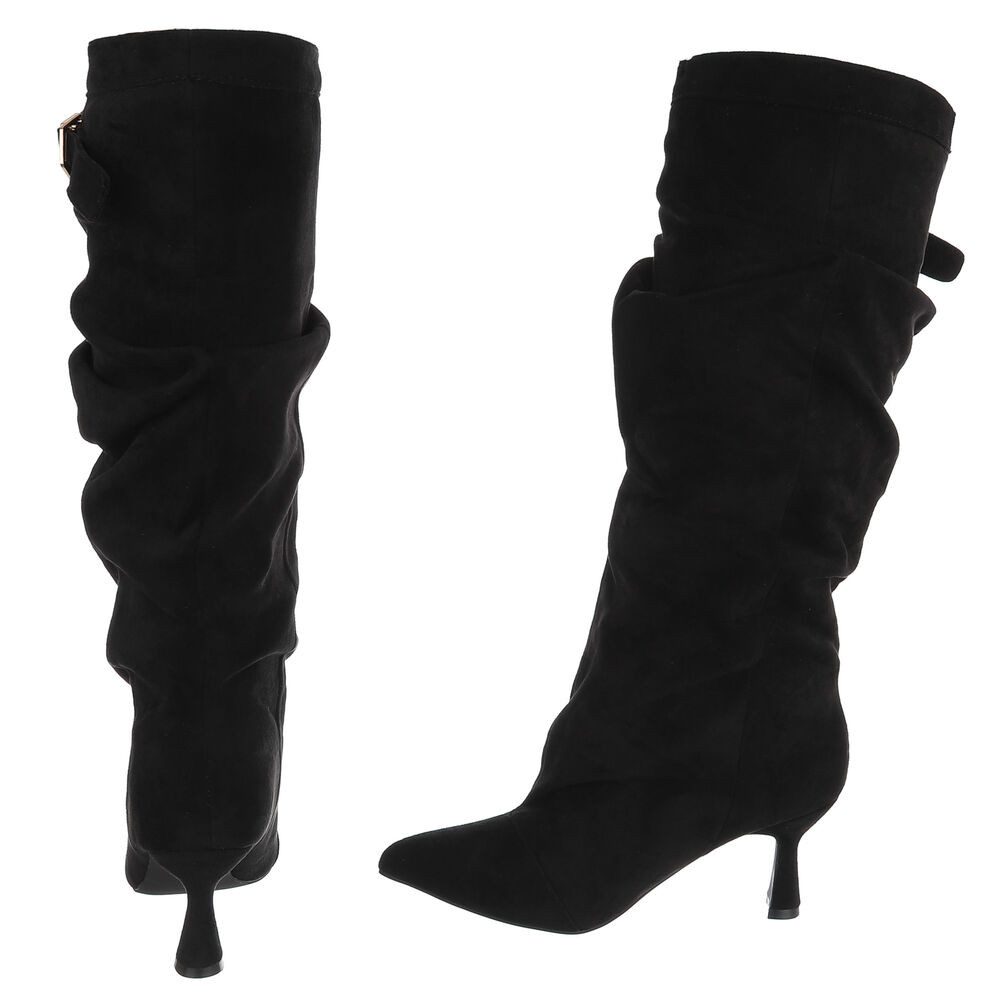 Ital-Design Damen Kniehohe Stiefel mit Absatz und Wickeloptik Stiefel (92214360) Pfennig-/Stilettoabsatz Stiefel in Schwarz – Bild 5 von 5