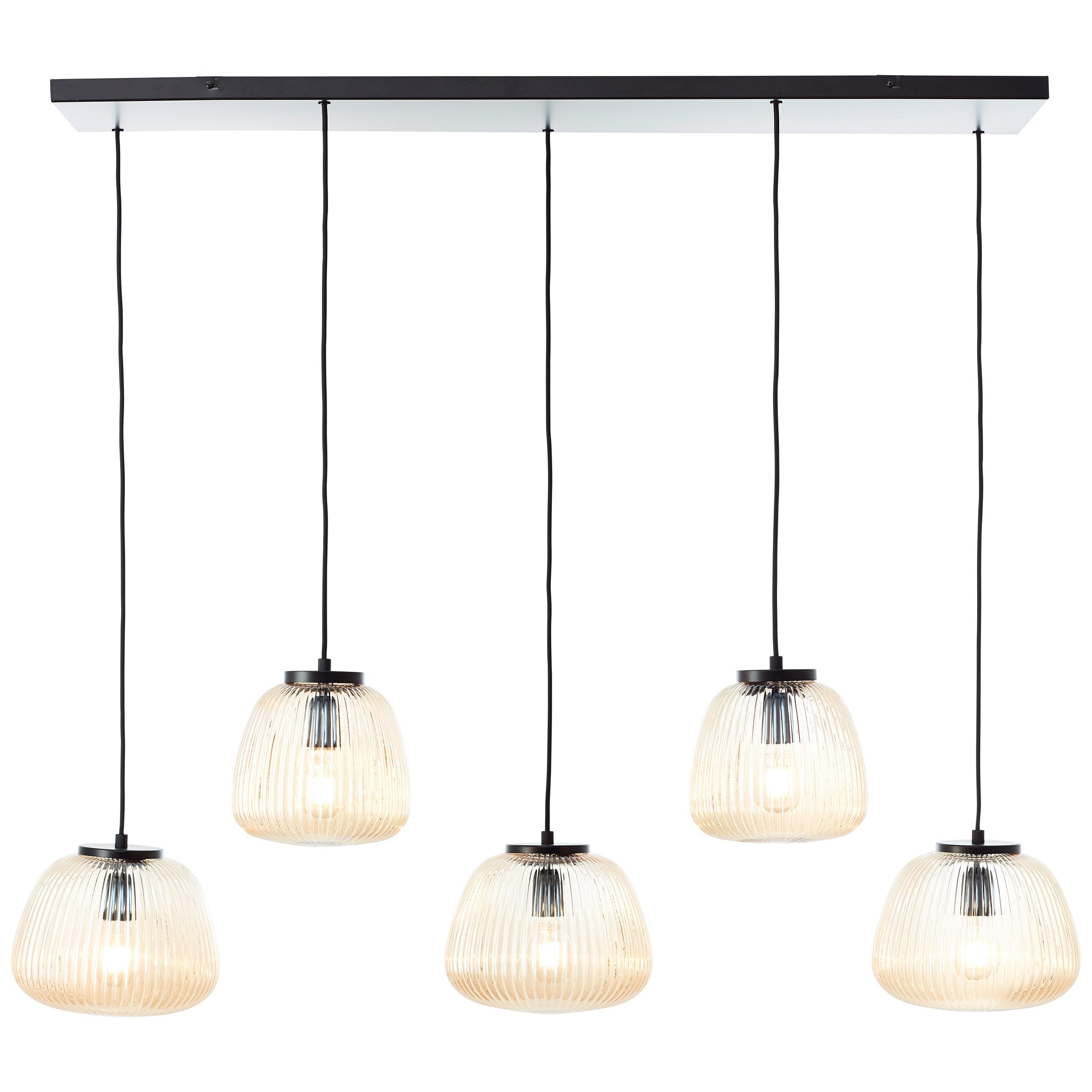 Brilliant Pendelleuchte Kaizen, ohne Leuchtmittel, 150 x 125 x 48 cm, 5 x E27, kürzbar, Riffelglas