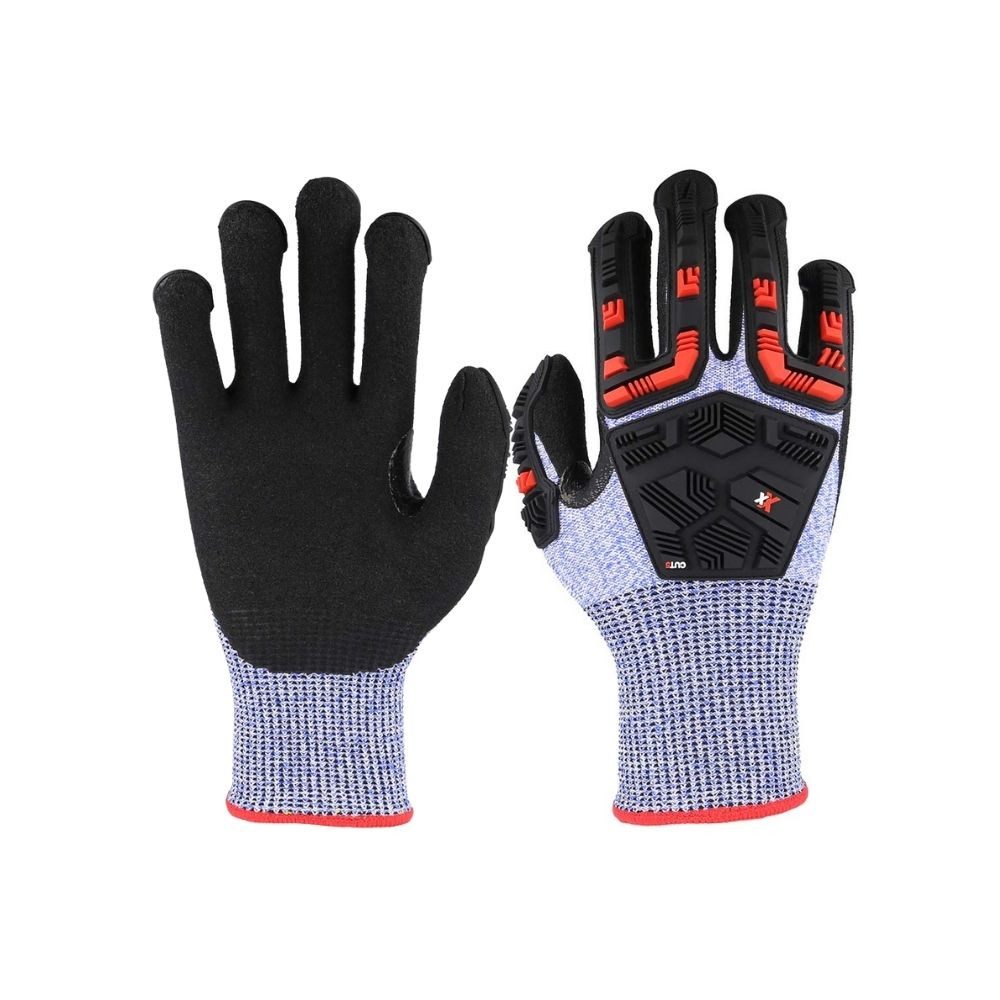 Kinetixx Schnittschutzhandschuhe Schutzhandschuh X-Impact - Arbeitshandschuh mit Protektoren I KinetiXx (hoch schnitthemmend mit Anschlagschutz) Abriebfest, Anatomische Passform, Grip, Anschlagschutz