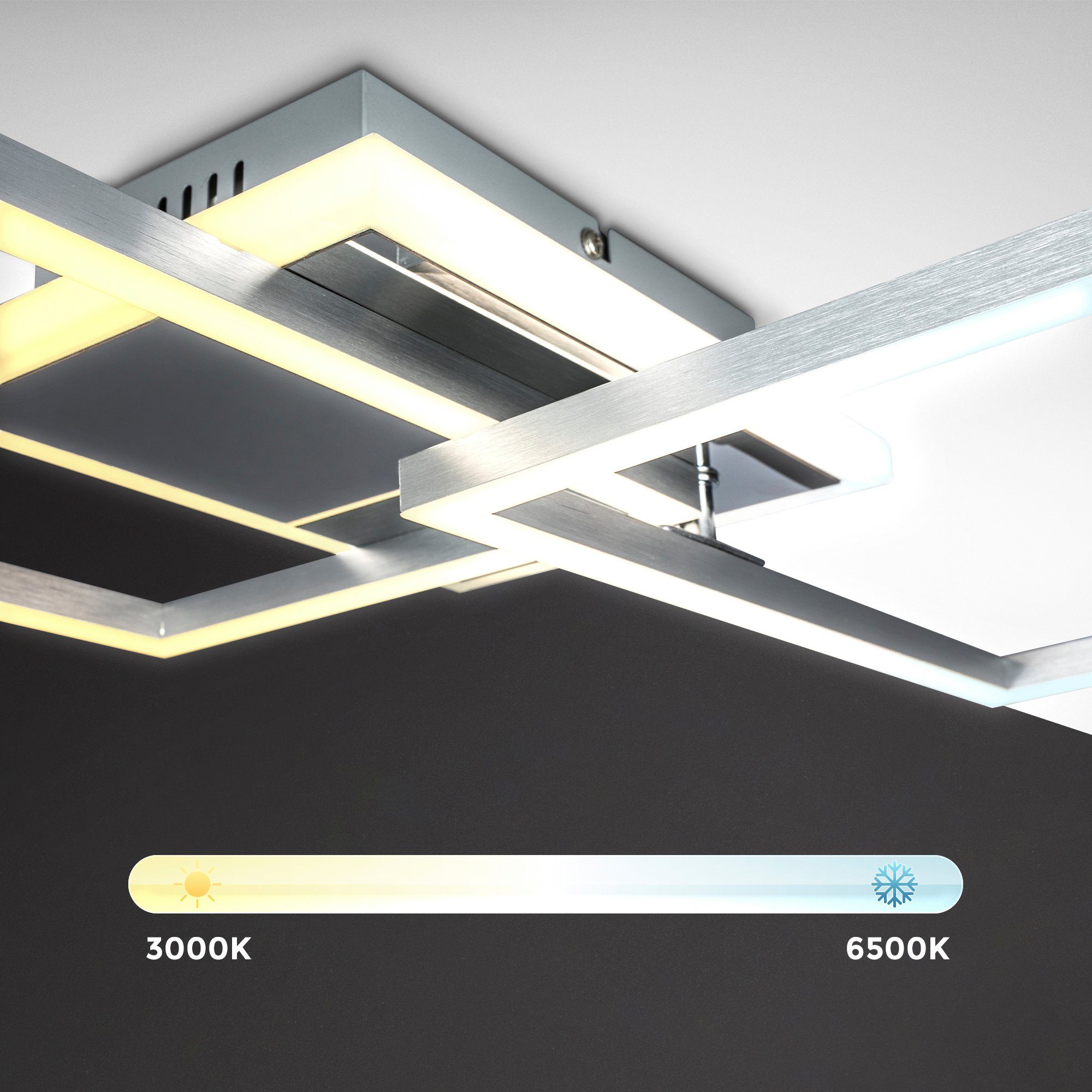 einstellbar, Deckenleuchte LED - fest Fernbedienung, integriert, mit LED LED-Deckenlampe, B.K.Licht warmweiß Farbtemperatur Timer, Fernbedienung, kaltweiß, Nachtlichtfunktion, BK_FR1440 Dimmbar, CCT Alu über Schwenkbar, CCT - 40W,