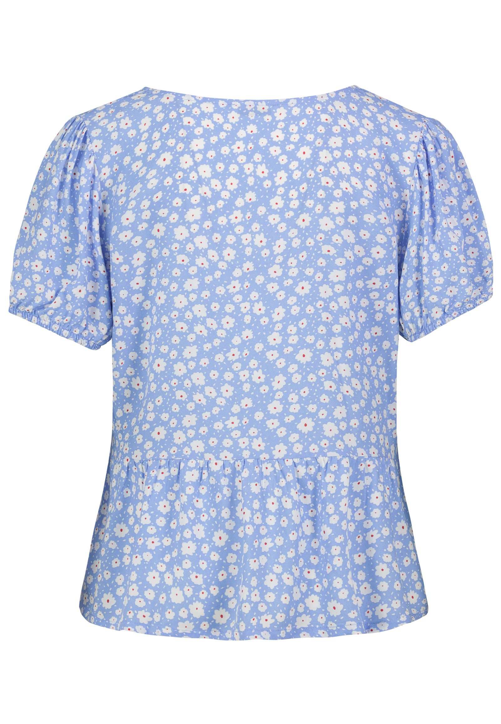 SUBLEVEL Blusenshirt Florales Muster, Schnürdetails, Kurzarm, günstig online kaufen