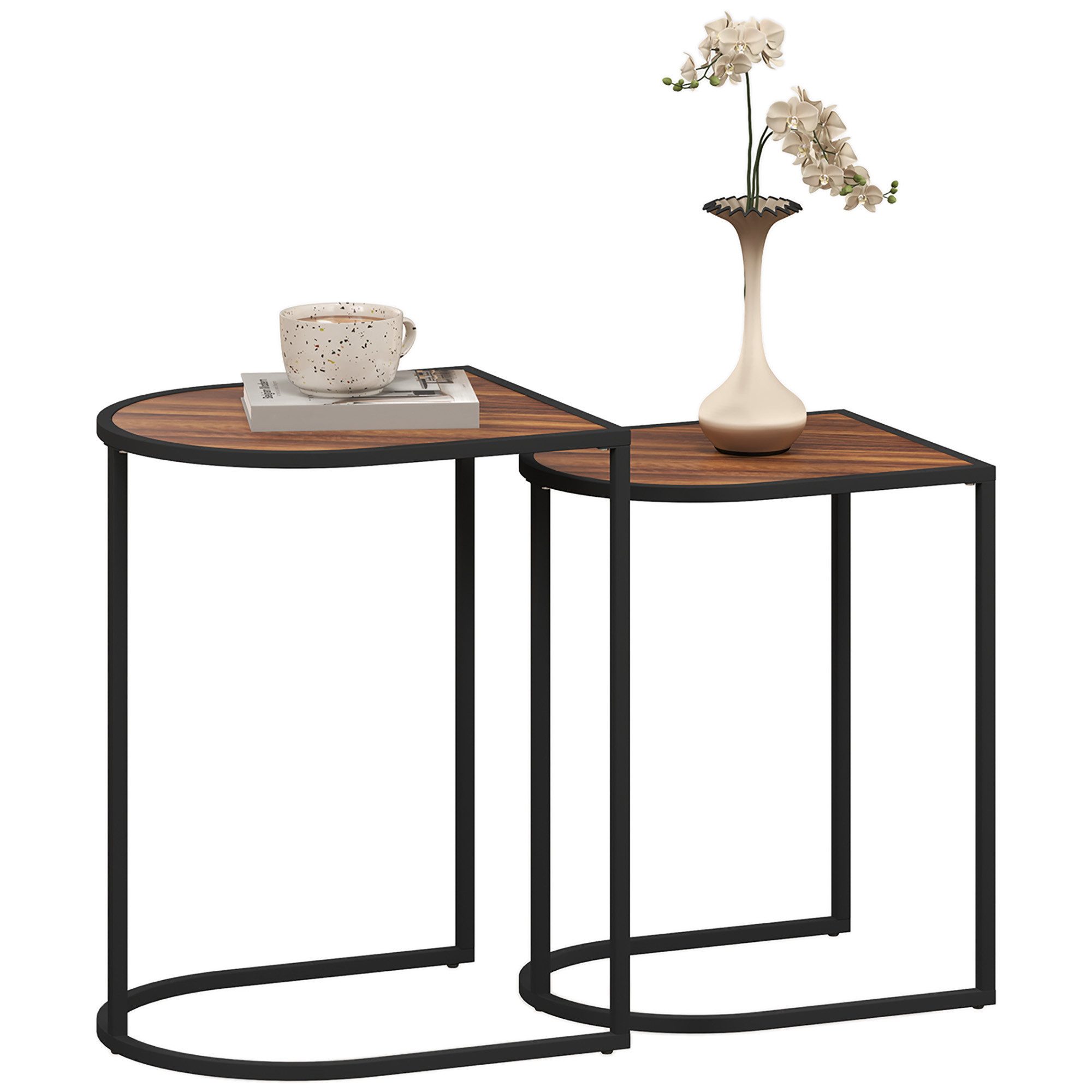 HOMCOM Couchtisch 2er-Set, mit Stahlgestell, stapelbar günstig online kaufen