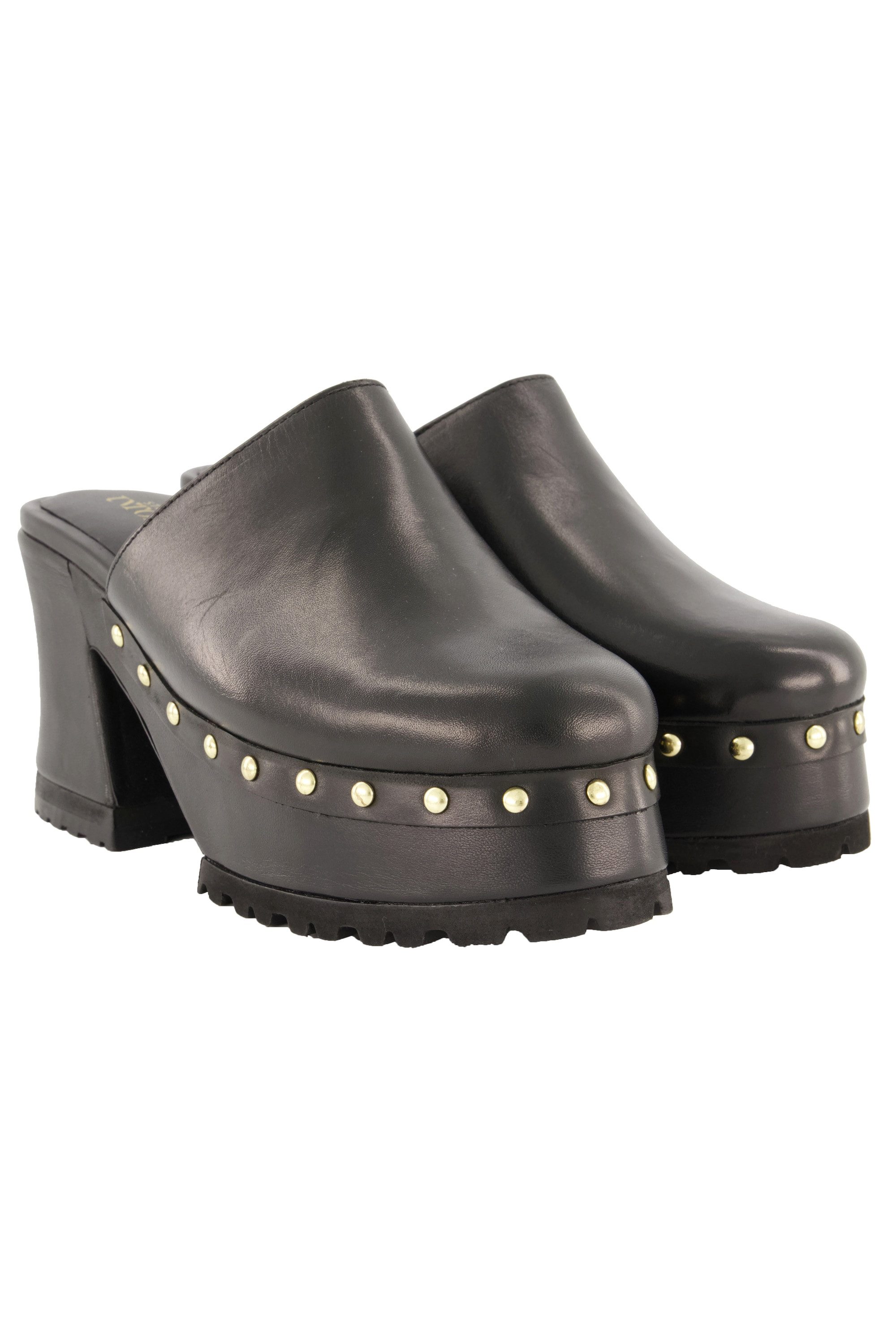 Studio Untold Leder-Clogs echtes Leder goldene günstig online kaufen