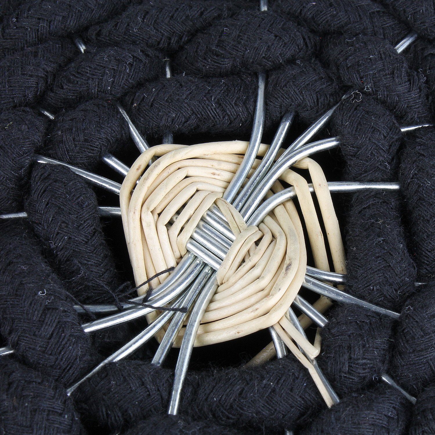Macosa Home Dekokorb Stoffkorb Flechtkorb Aufbewahrungskorb Aufbewahrung Bodenkorb (3 St., 3er Set), Regalkorb 3er Set schwarz Wolle Korbset rund Deko-Korb Wollkorb